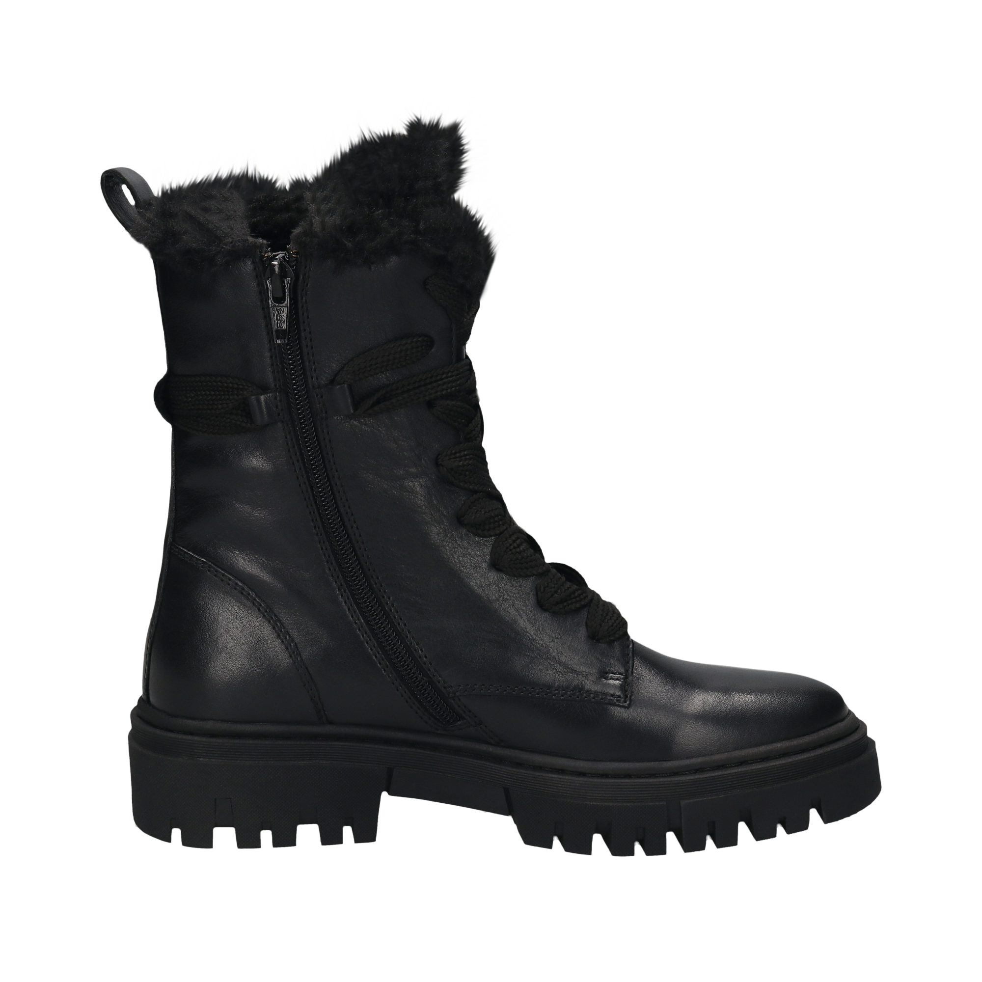 Leather Lace-up Boots black