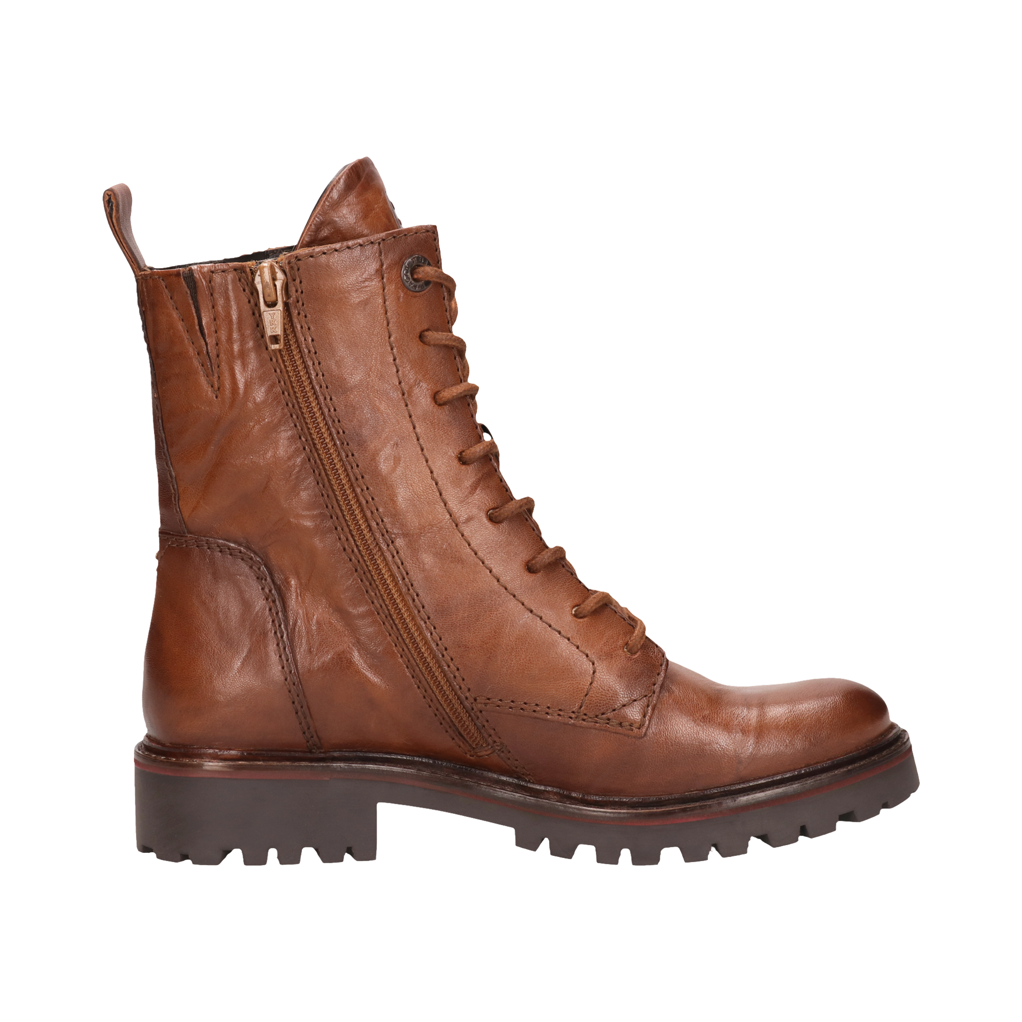 Leder Schnürstiefel cognac