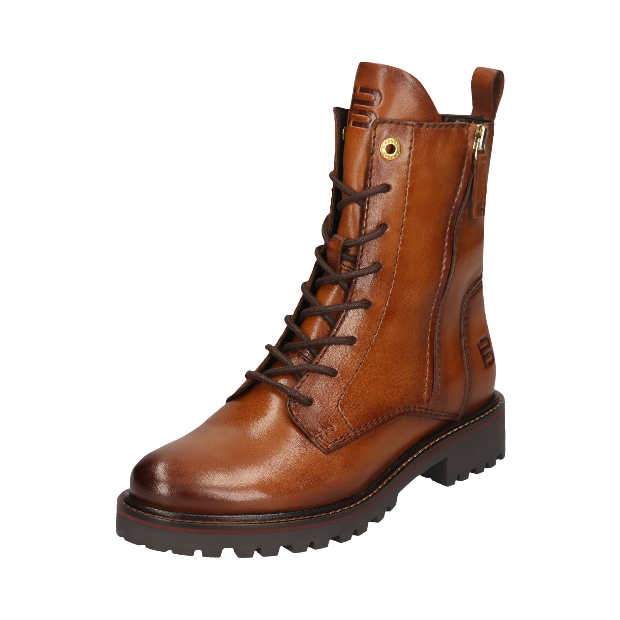 Leather Lace-up Boots cognac