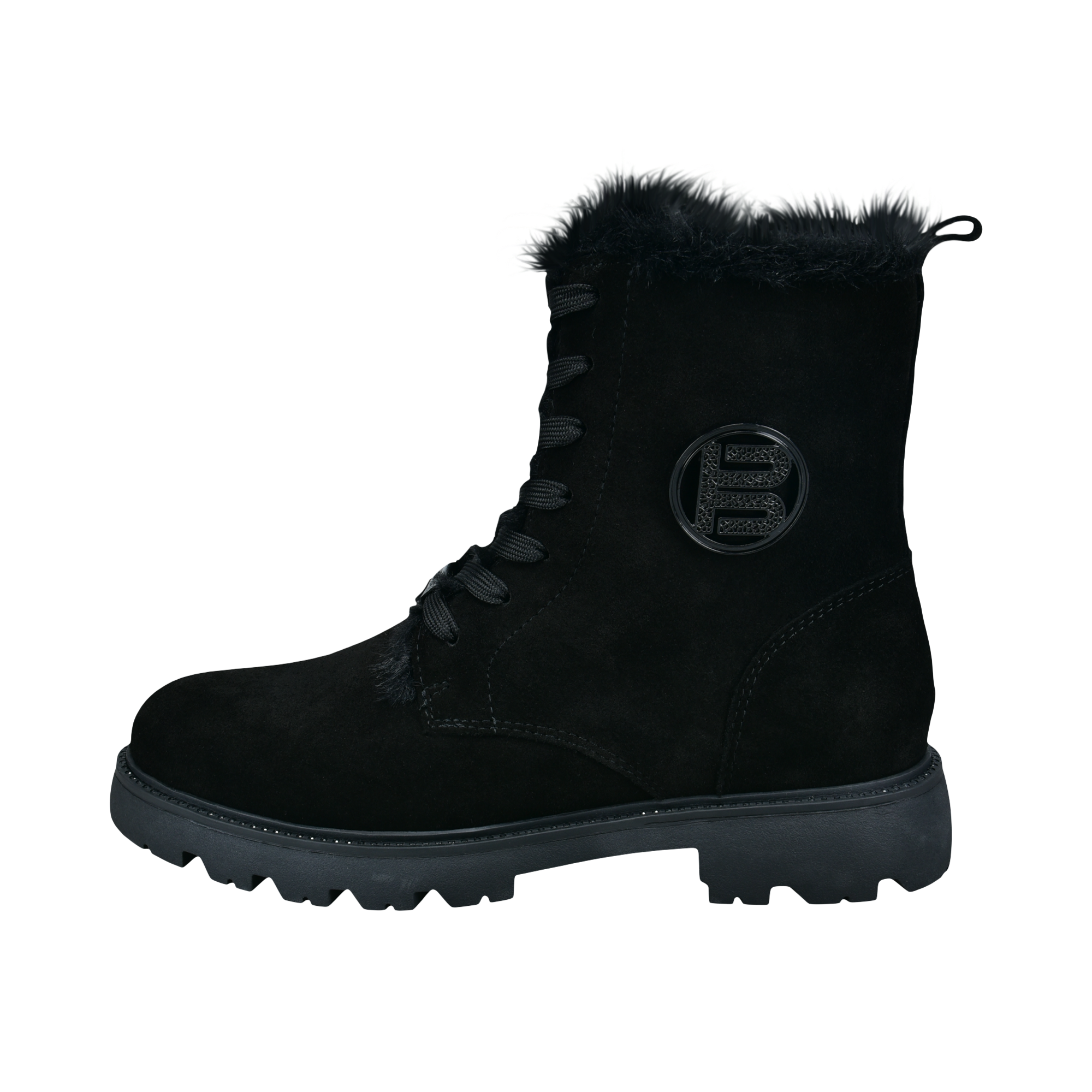 Leather Lace-up Boots black