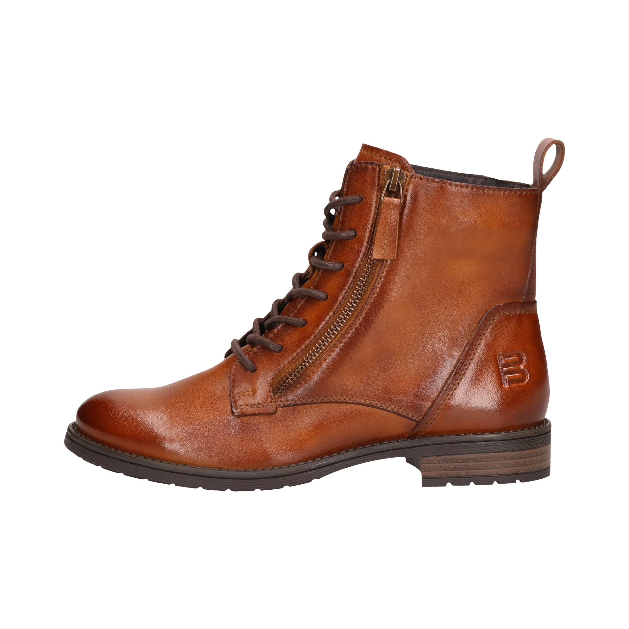 Leder Schnürstiefel cognac