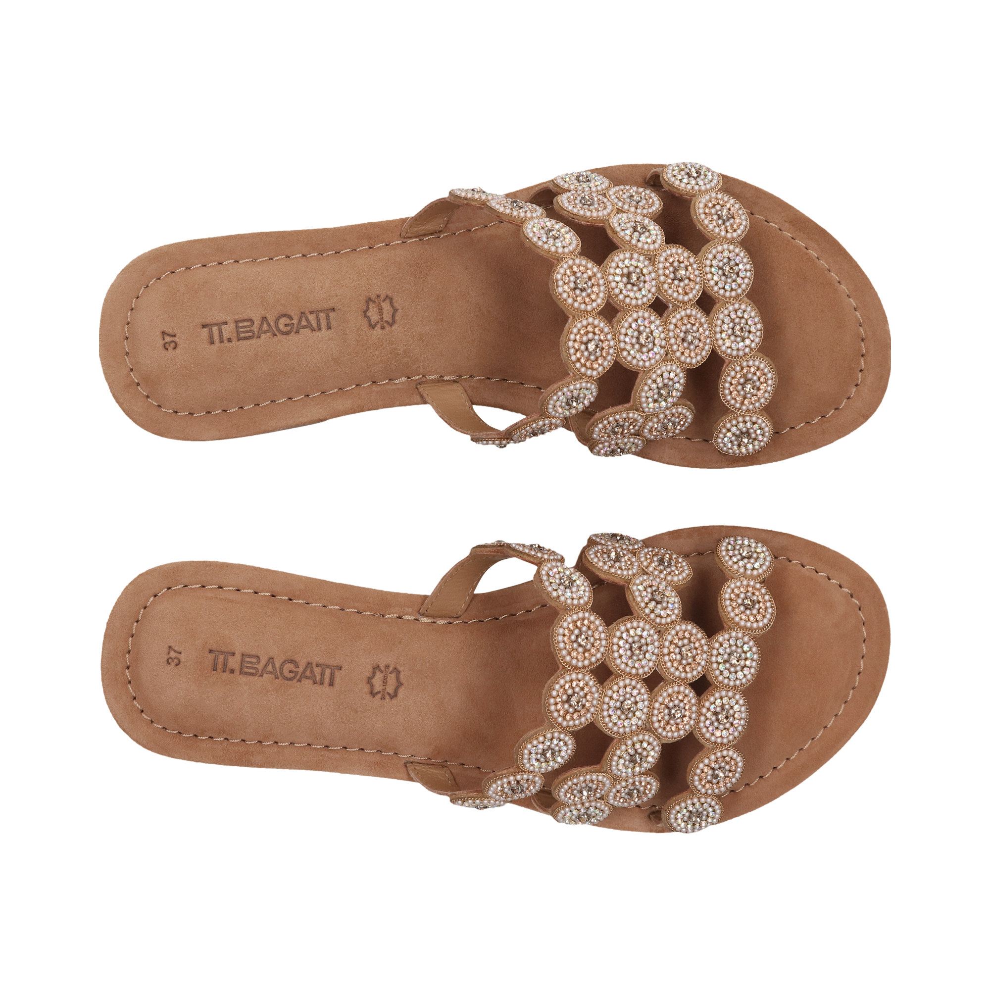 Leder Pantoletten gold