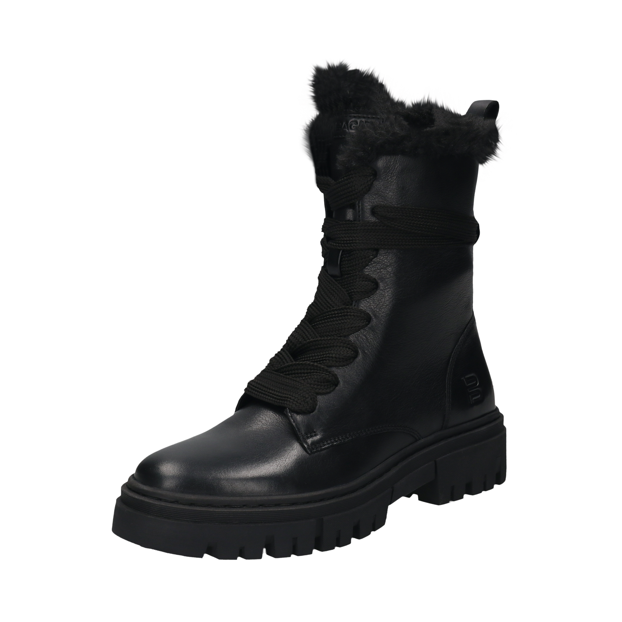 Leather Lace-up Boots black