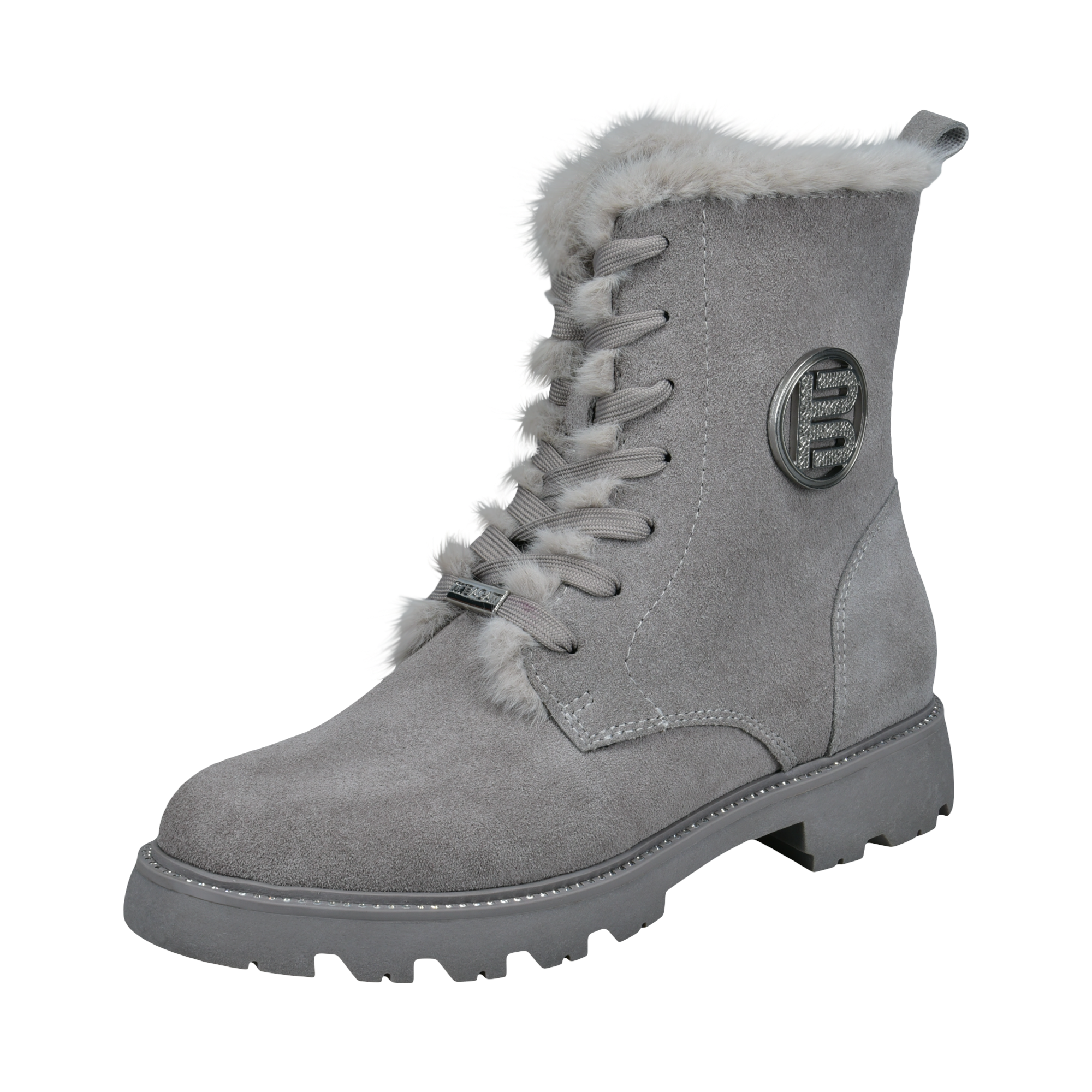 Leather Lace-up Boots grey