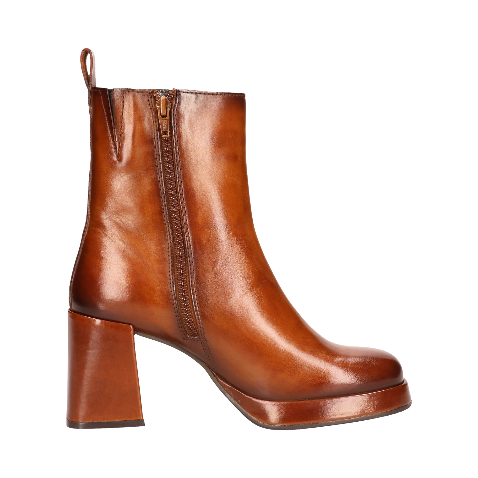 Leder Stiefeletten cognac