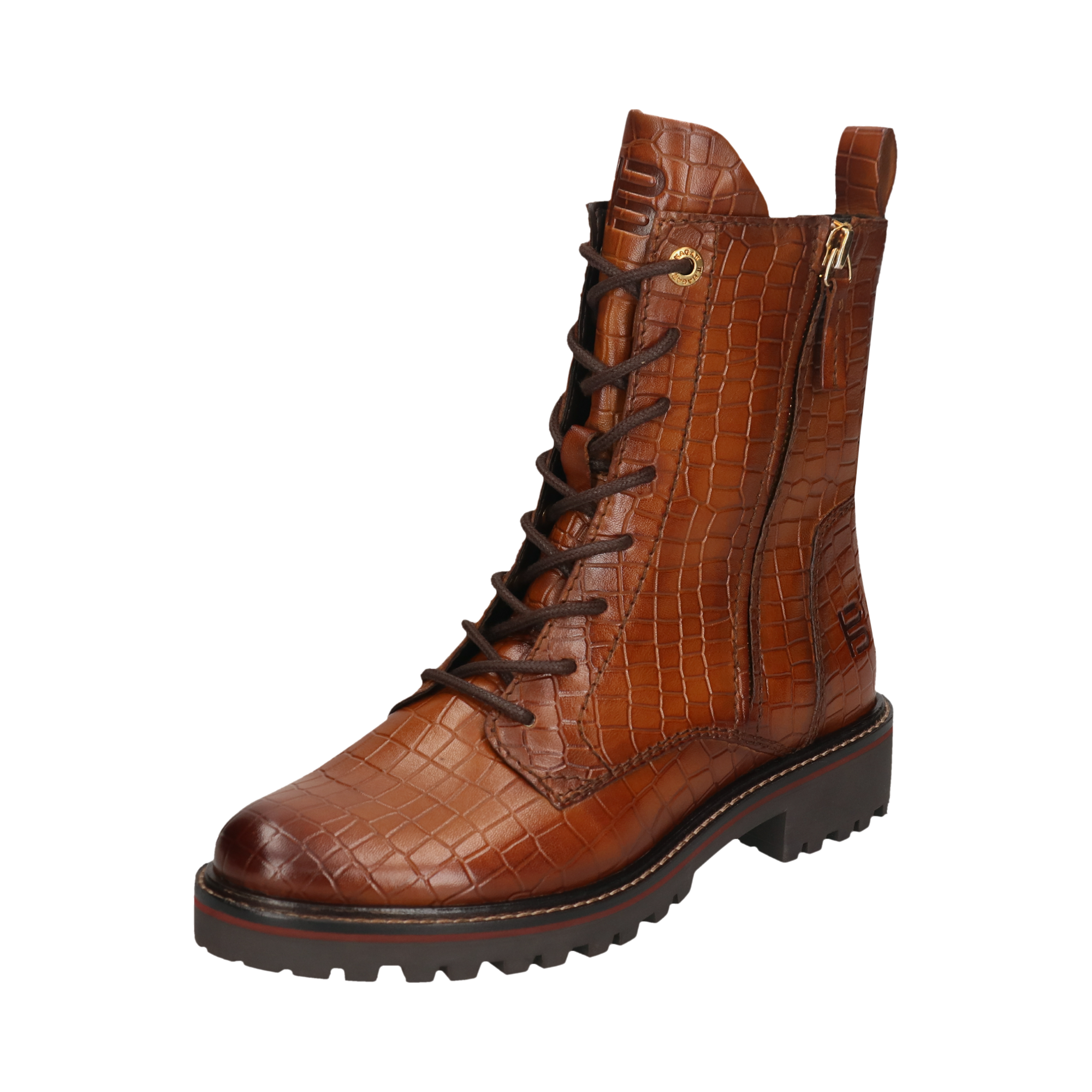 Leather Lace-up Boots cognac