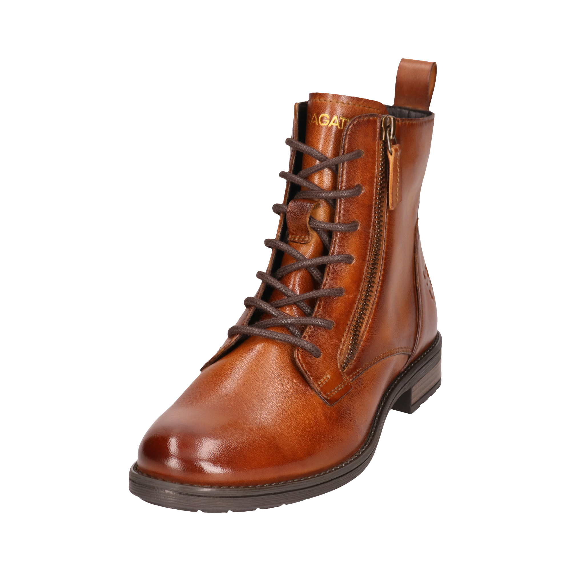 Leder Schnürstiefel cognac