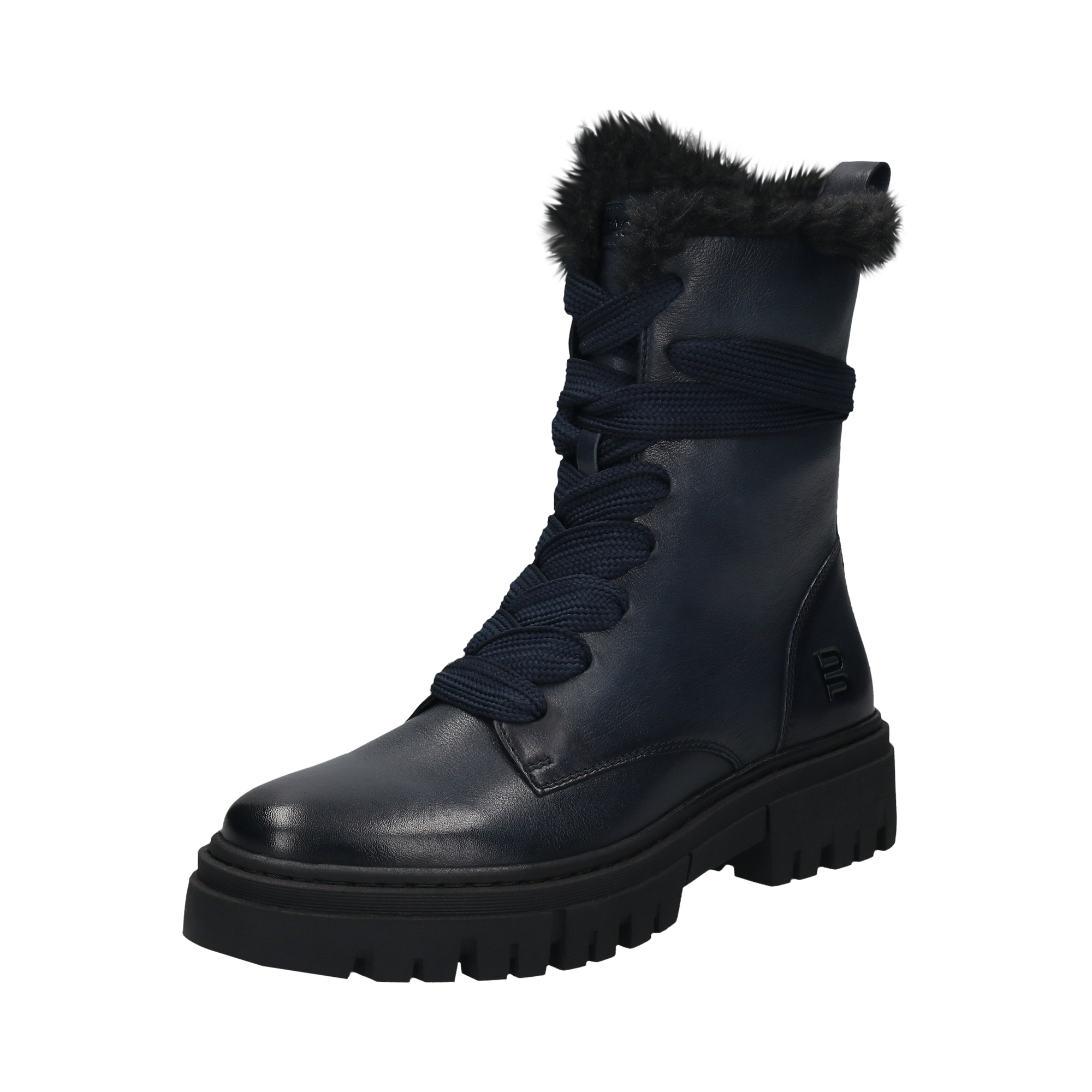 Leather Lace-up Boots dark blue