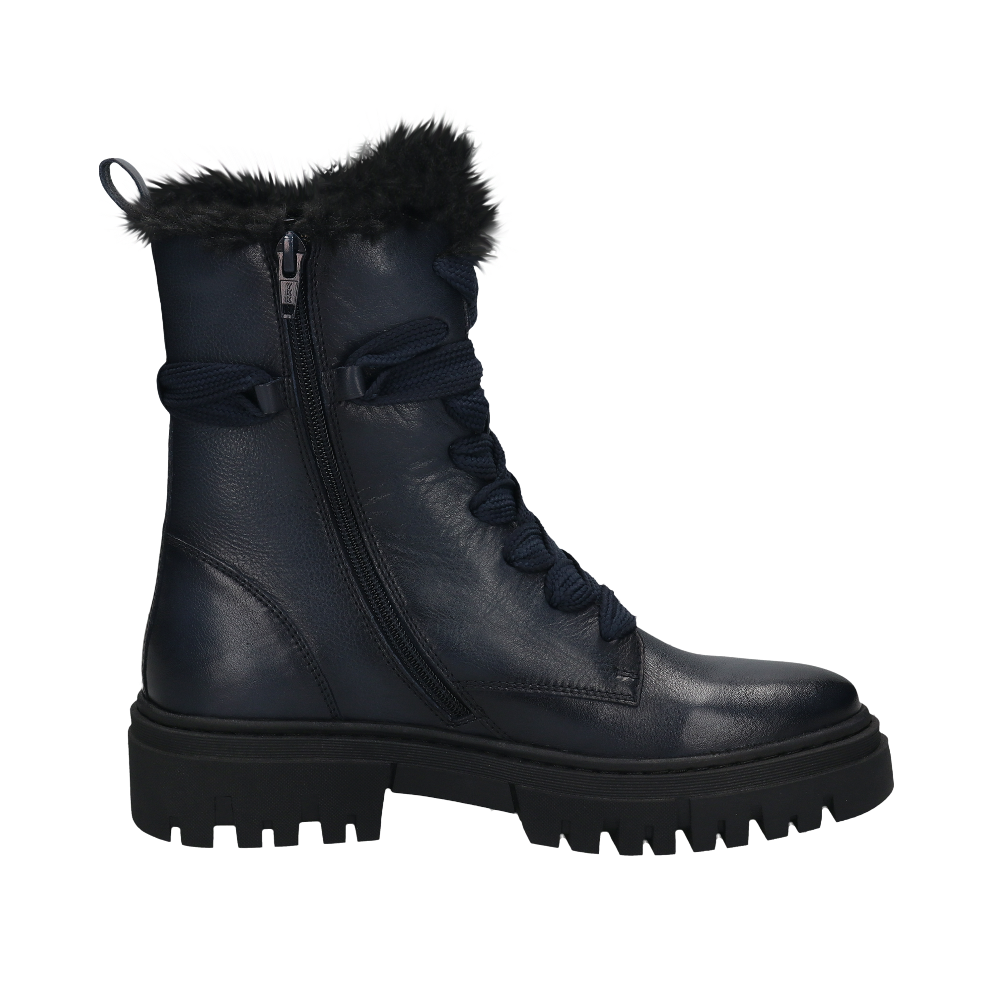 Leather Lace-up Boots dark blue