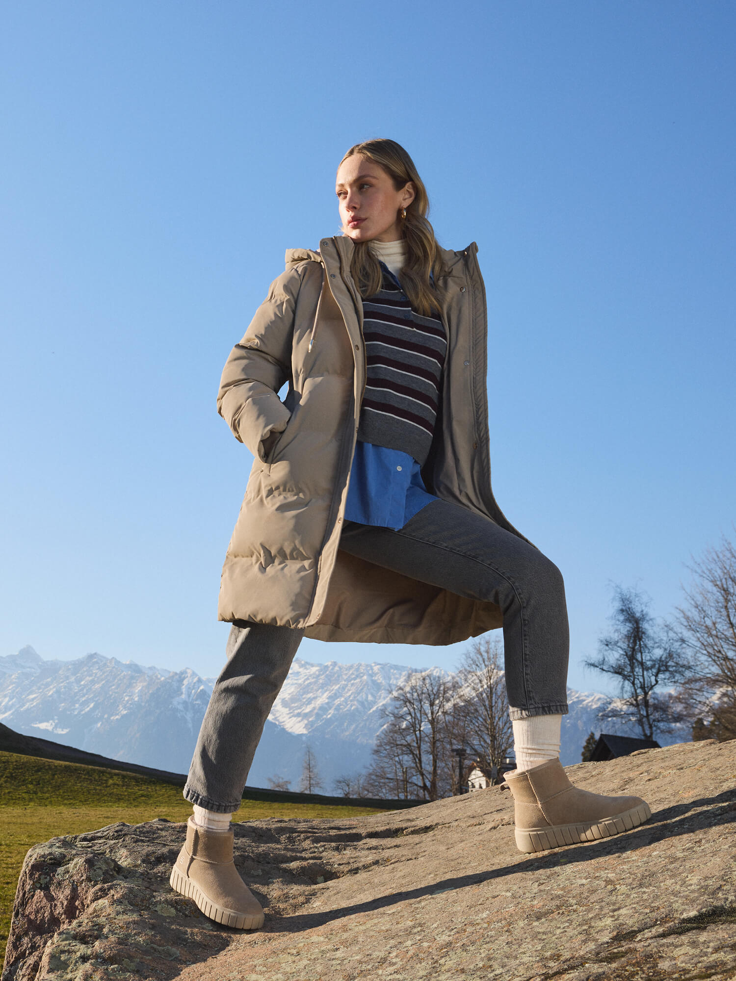 Leather Ankle Boots beige