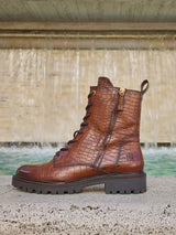 Leather Lace-up Boots cognac