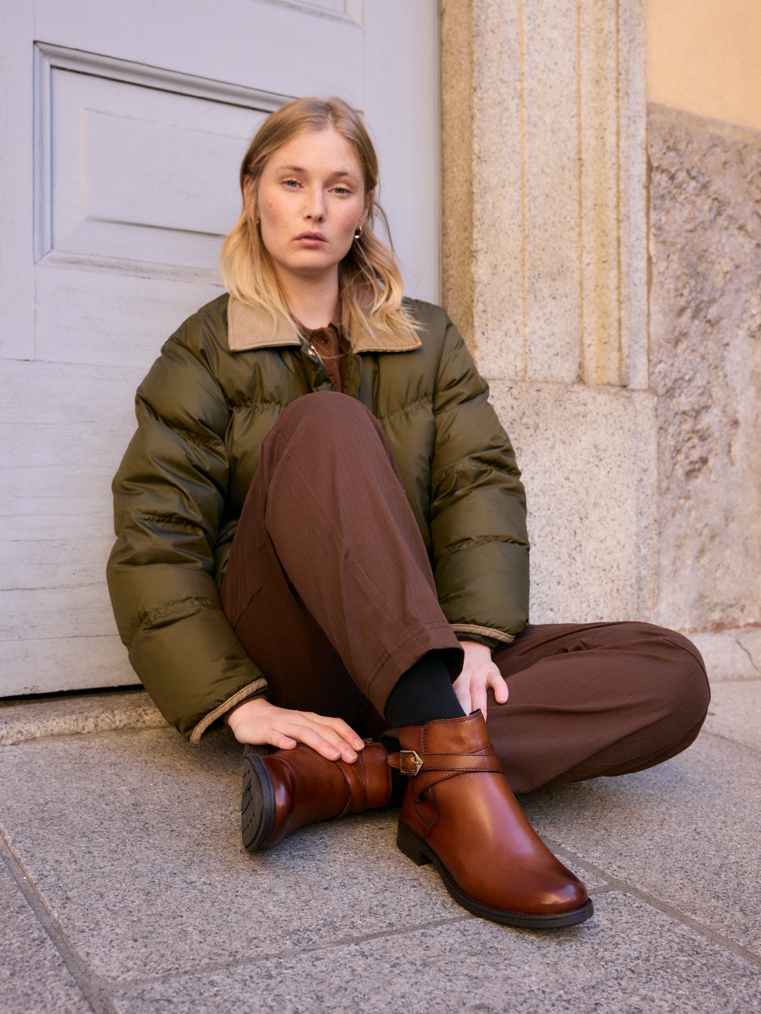Leather Ankle Boots cognac