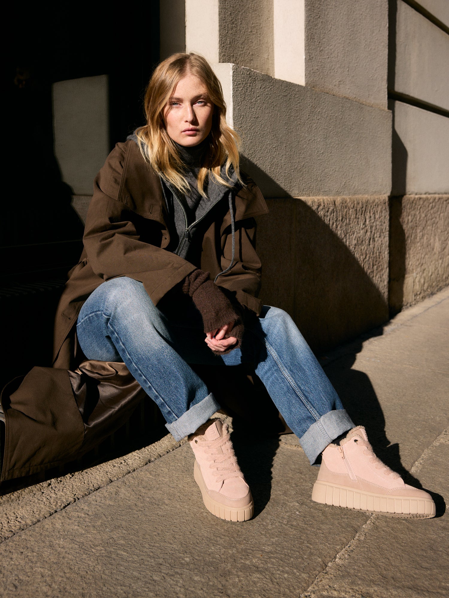 Leder Schnürstiefel rosa