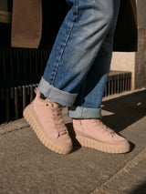 Leder Schnürstiefel rosa