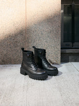 Leather Lace-up Boots  black