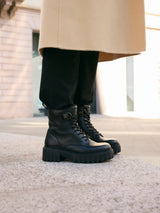 Leather Lace-up Boots  black