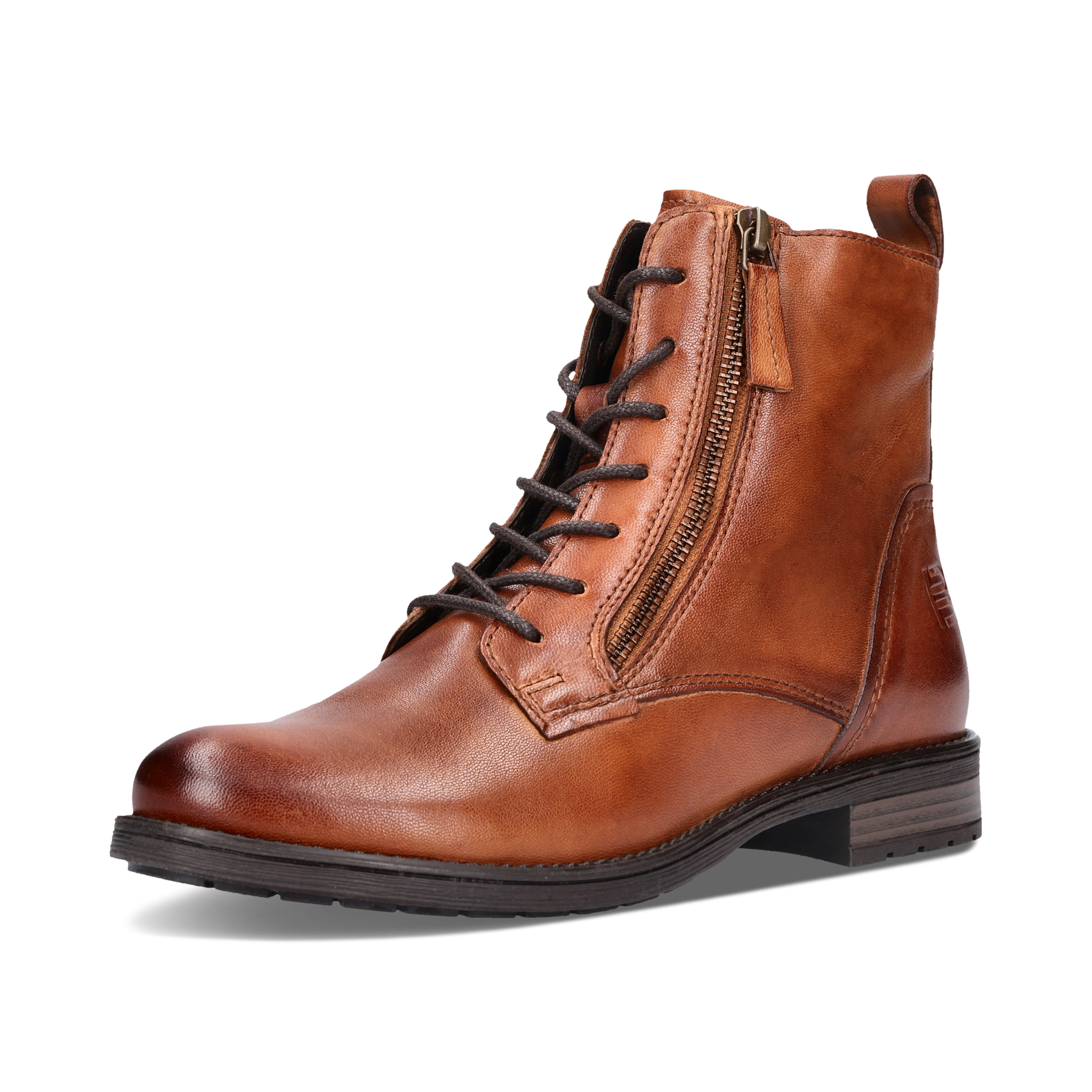 Leder Schnürstiefel cognac