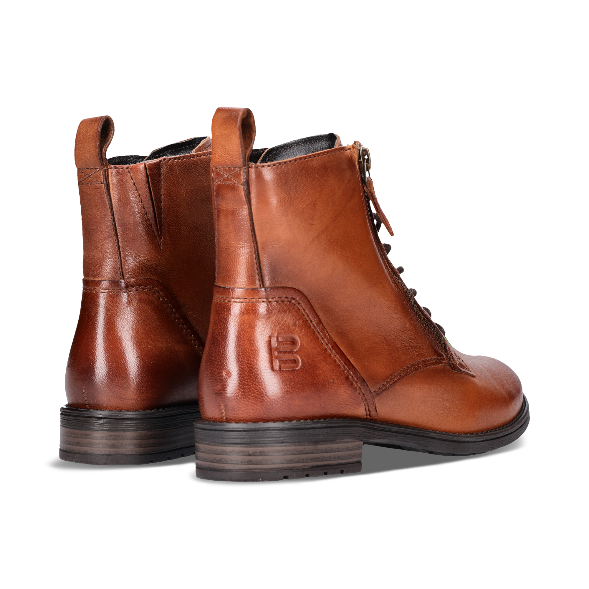 Leder Schnürstiefel cognac