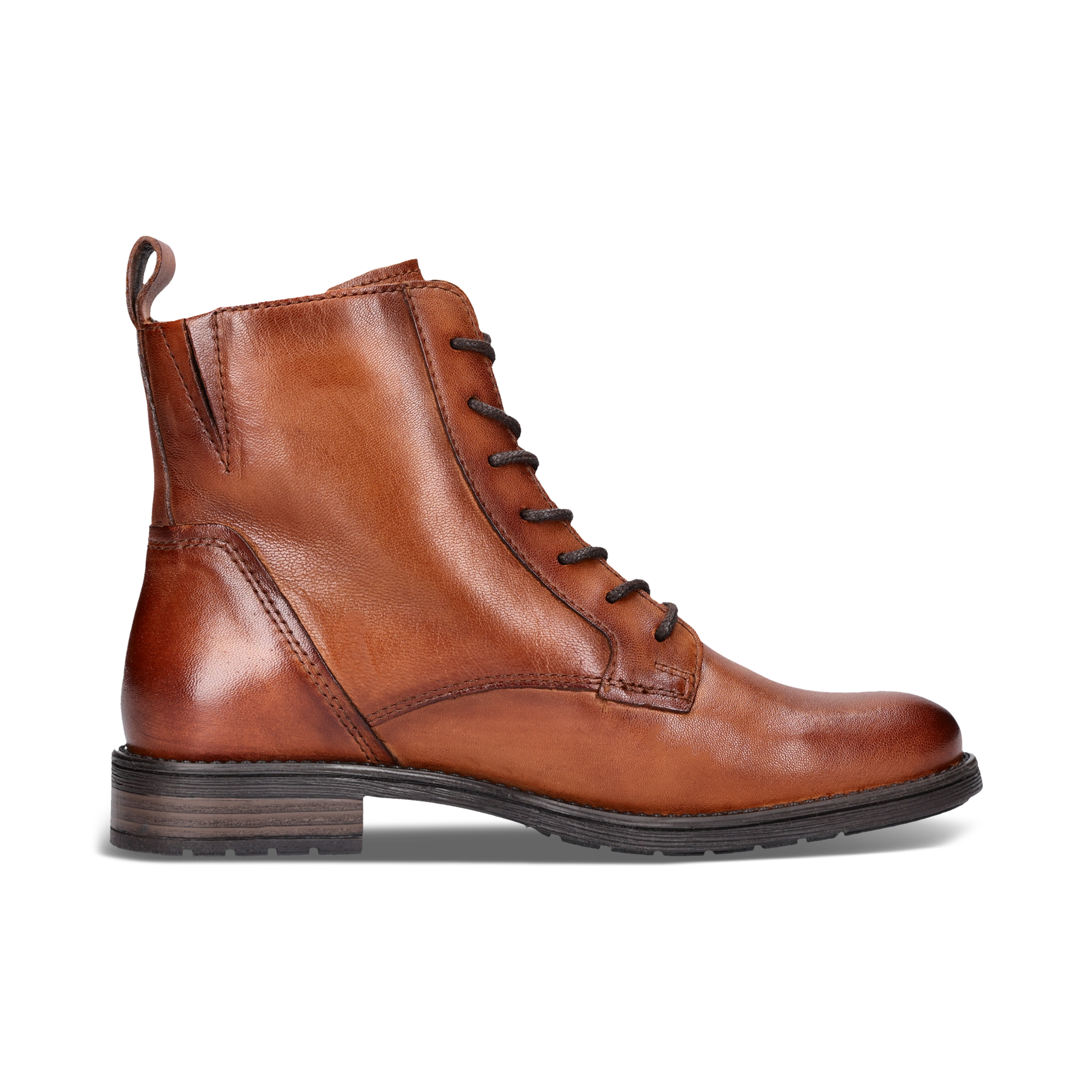 Leder Schnürstiefel cognac