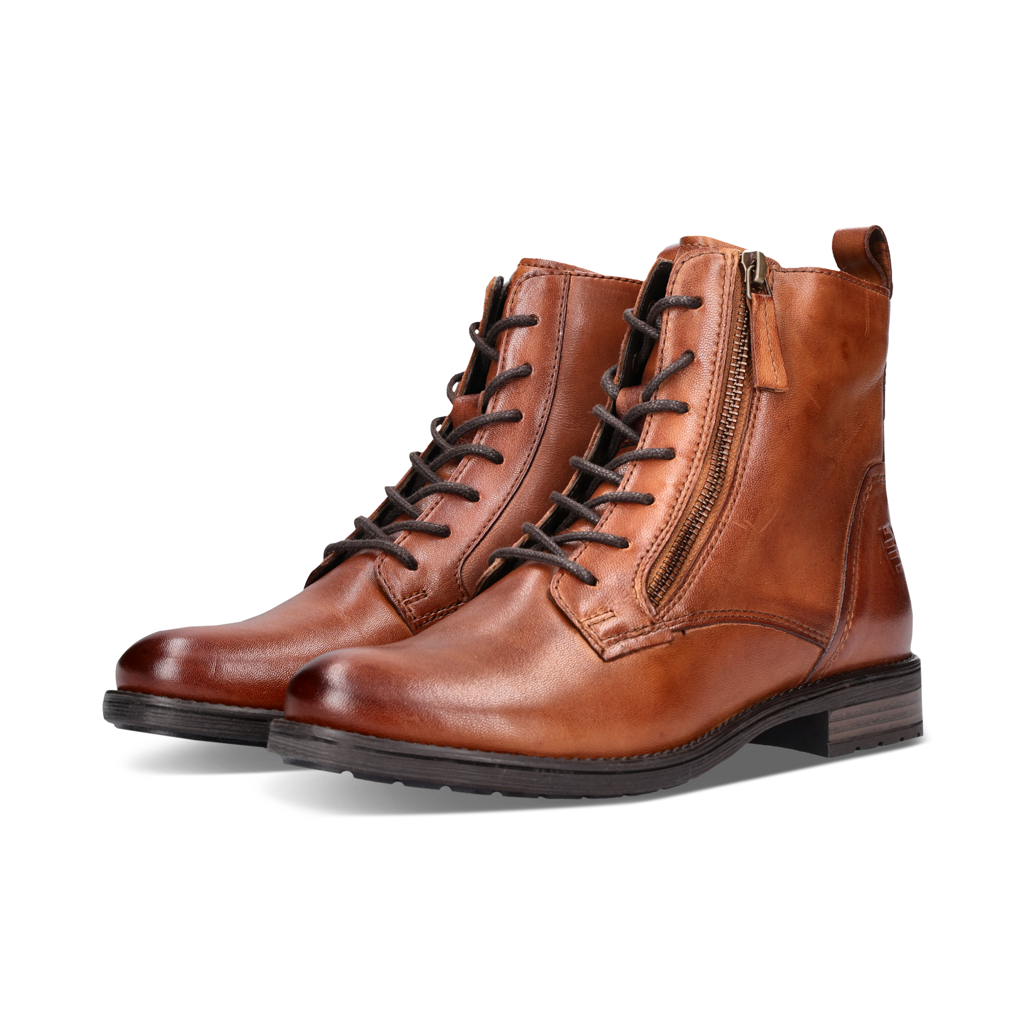 Leder Schnürstiefel cognac