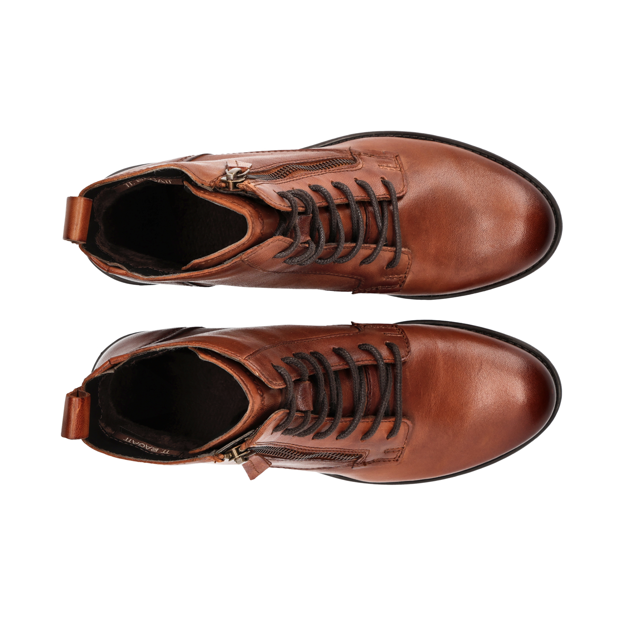 Leder Schnürstiefel cognac