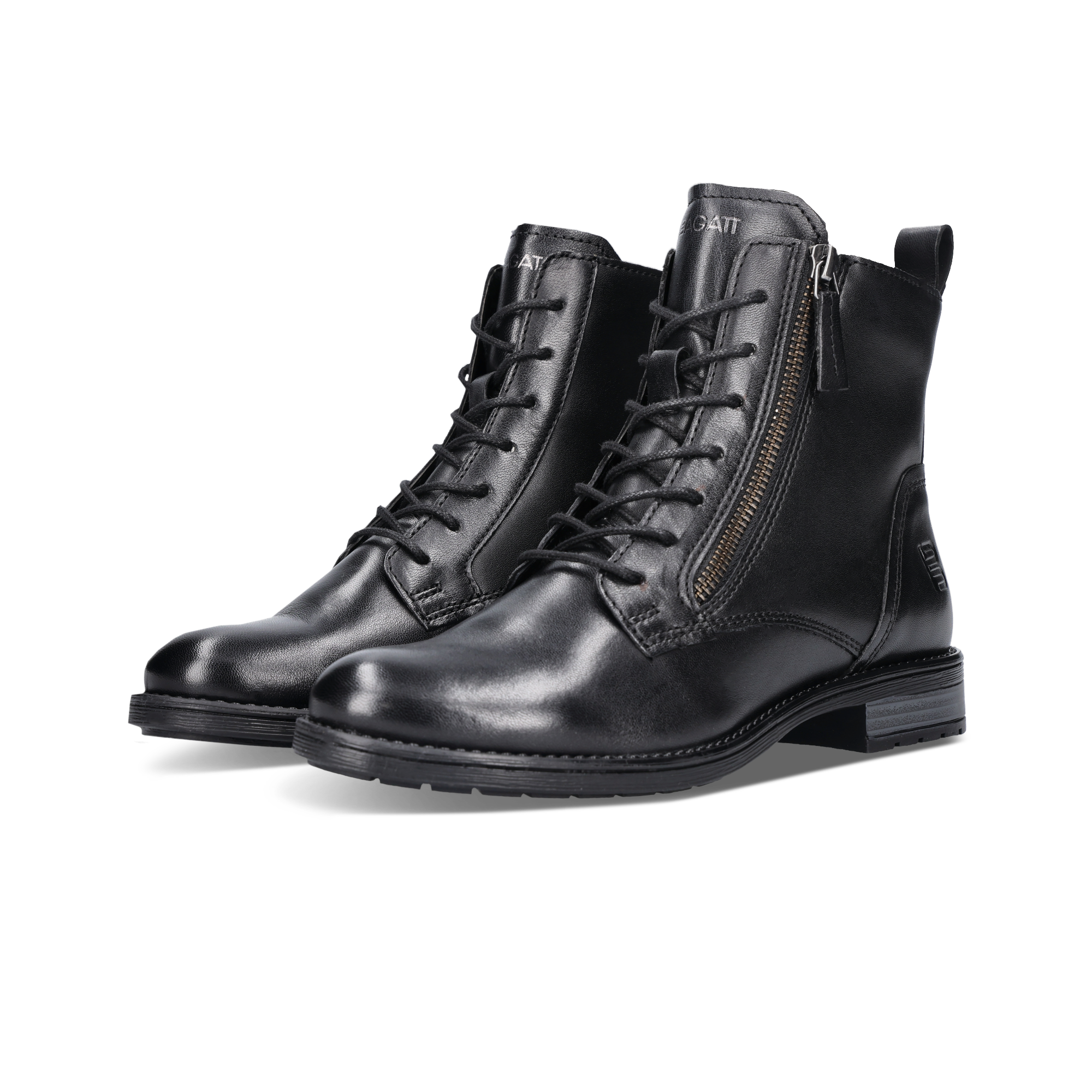 Leder Schnürstiefel schwarz