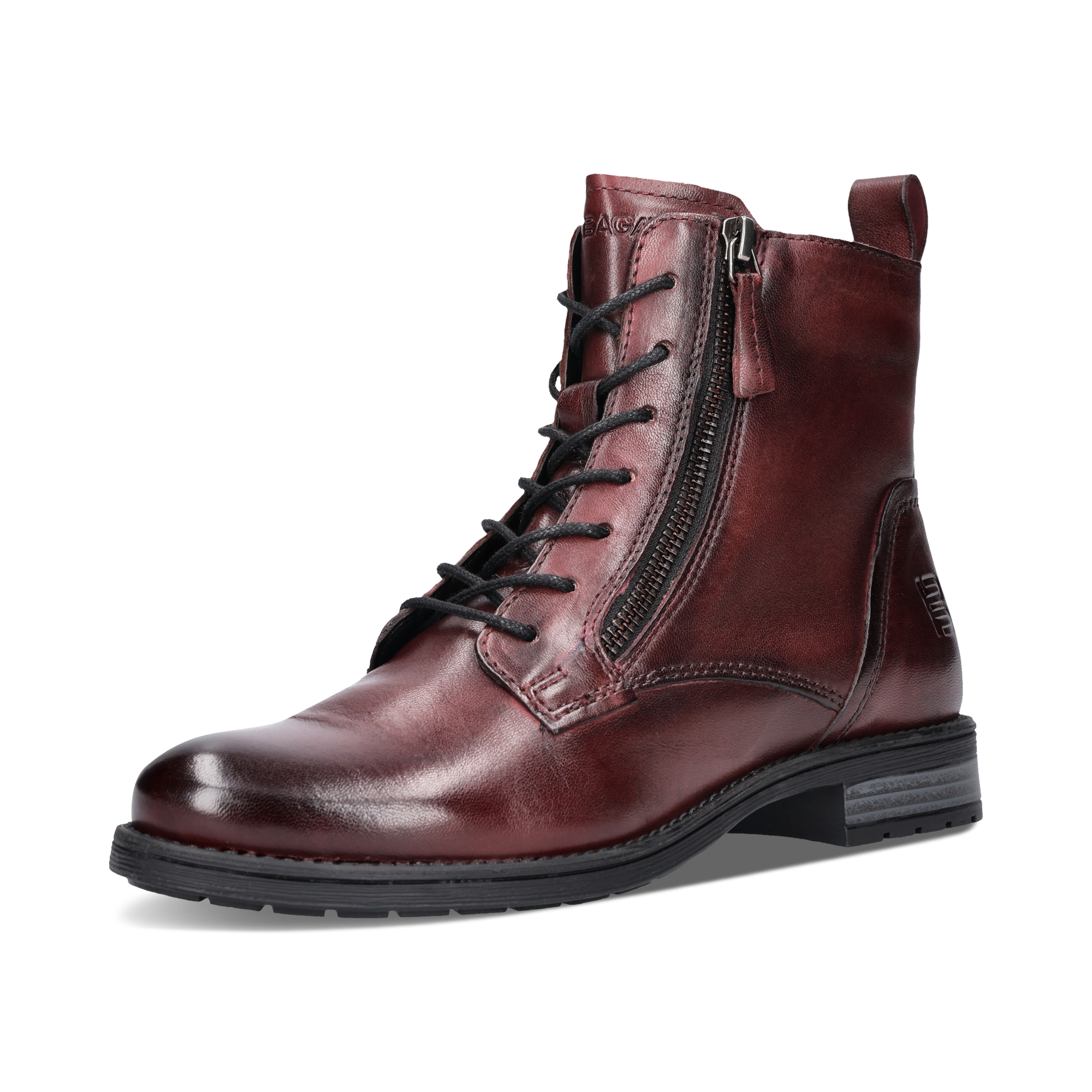 Leder Schnürstiefel bordo