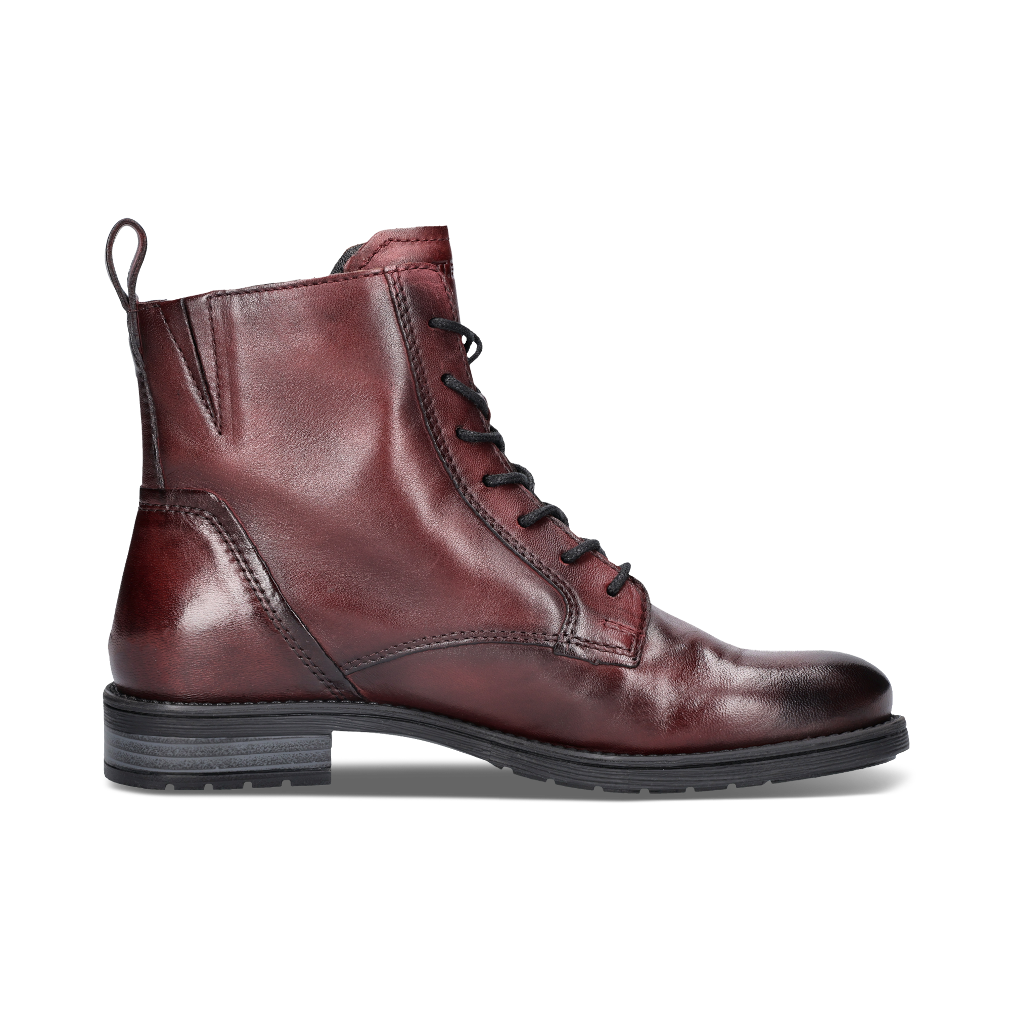 Leder Schnürstiefel bordo