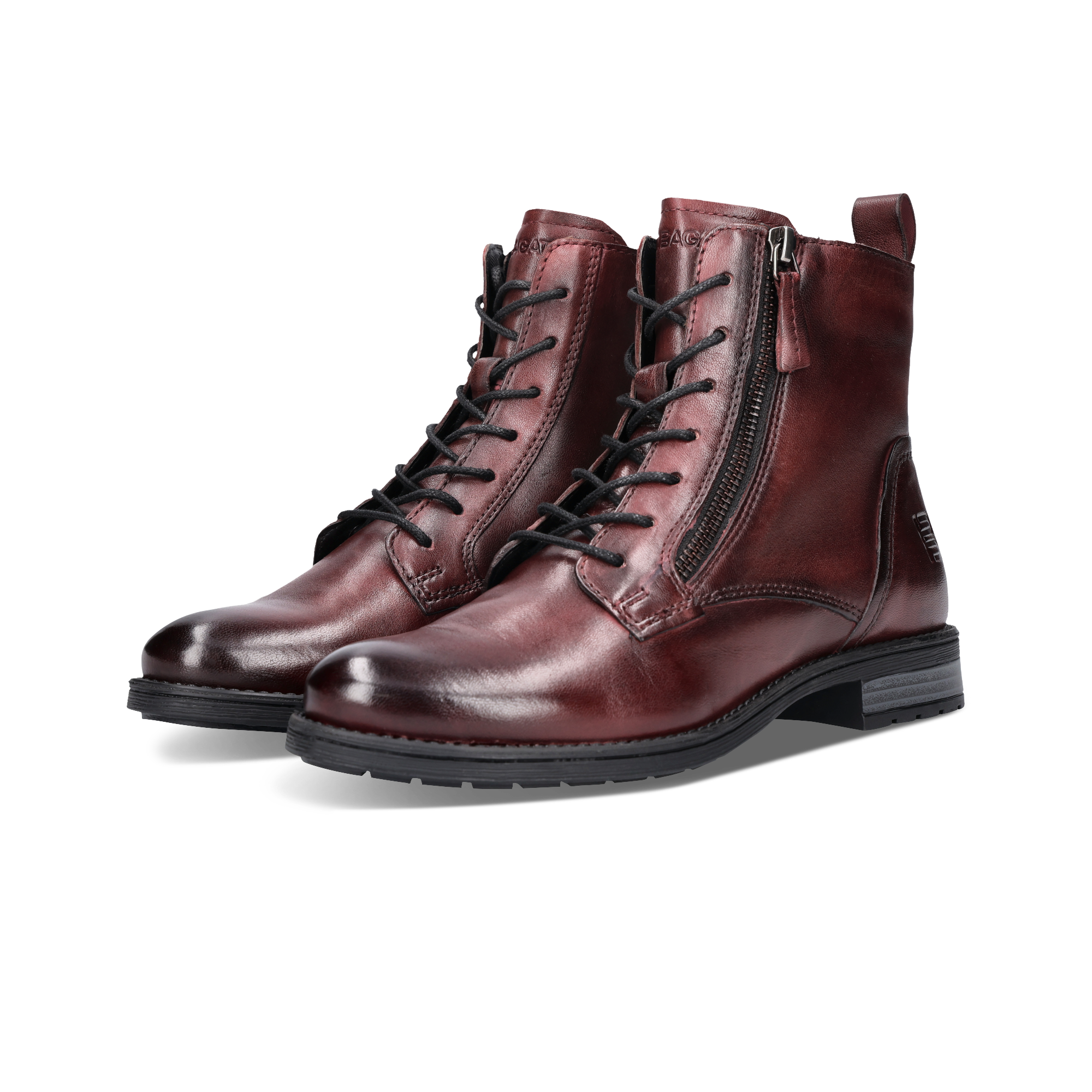 Leder Schnürstiefel bordo