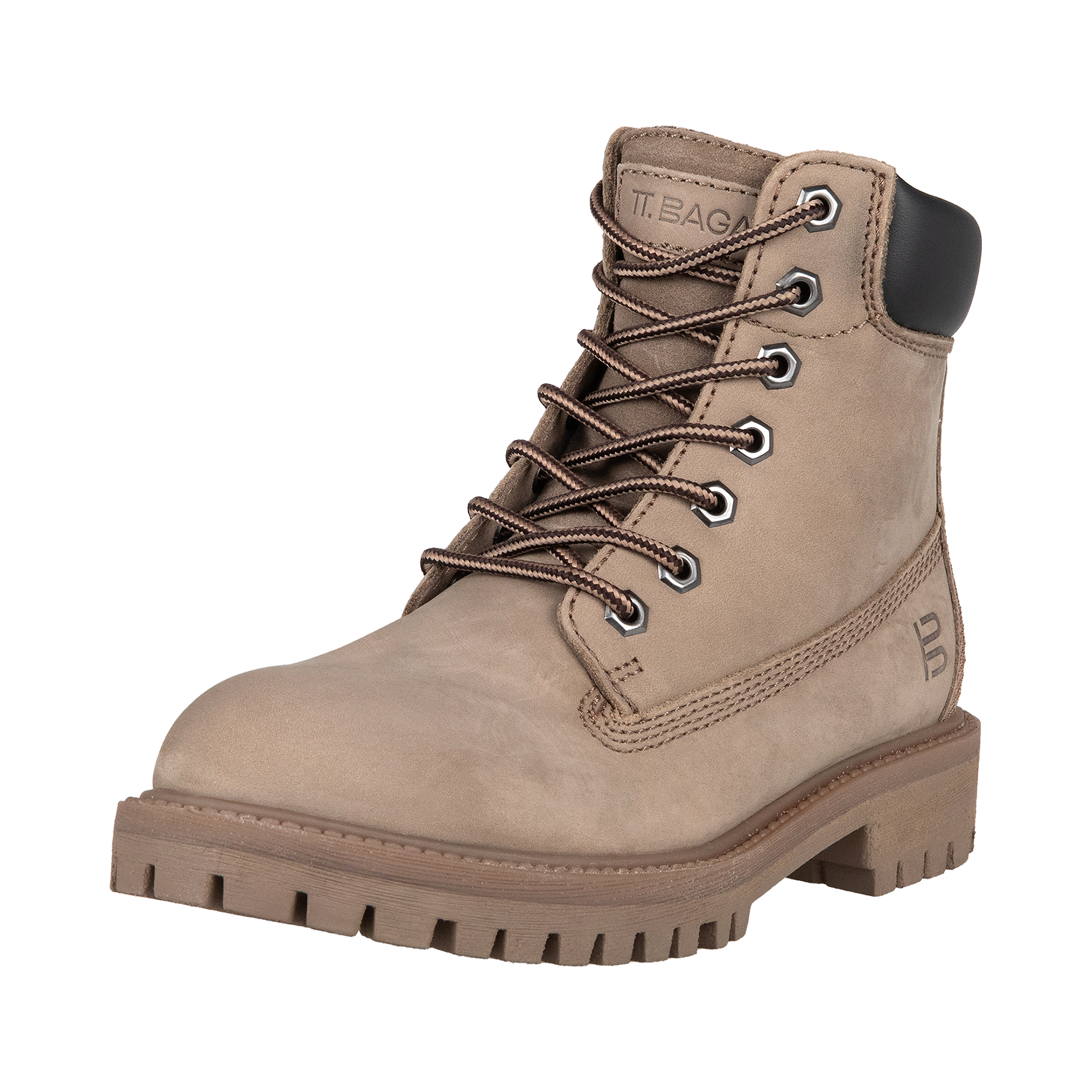 Leder Schnürstiefel taupe