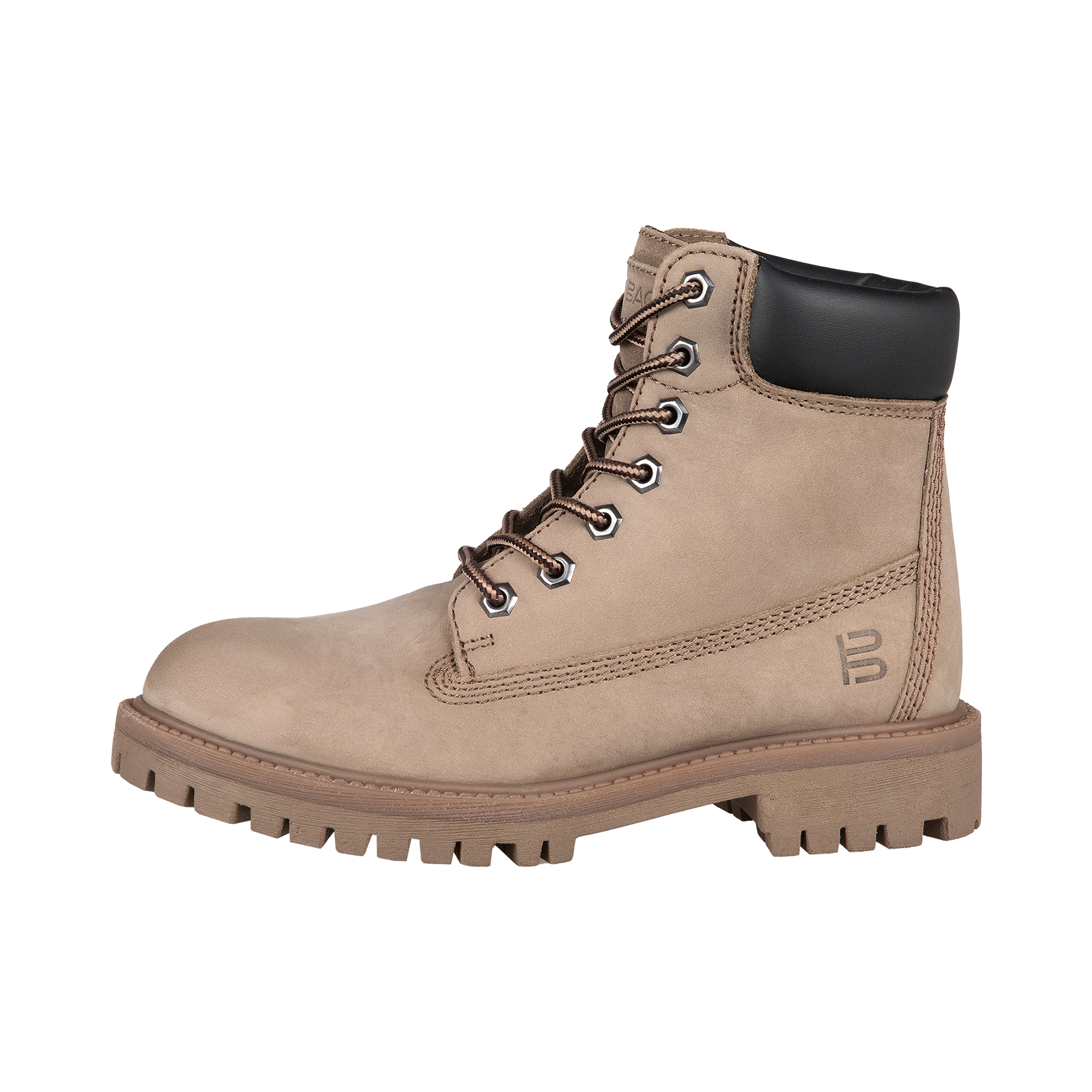 Leder Schnürstiefel taupe