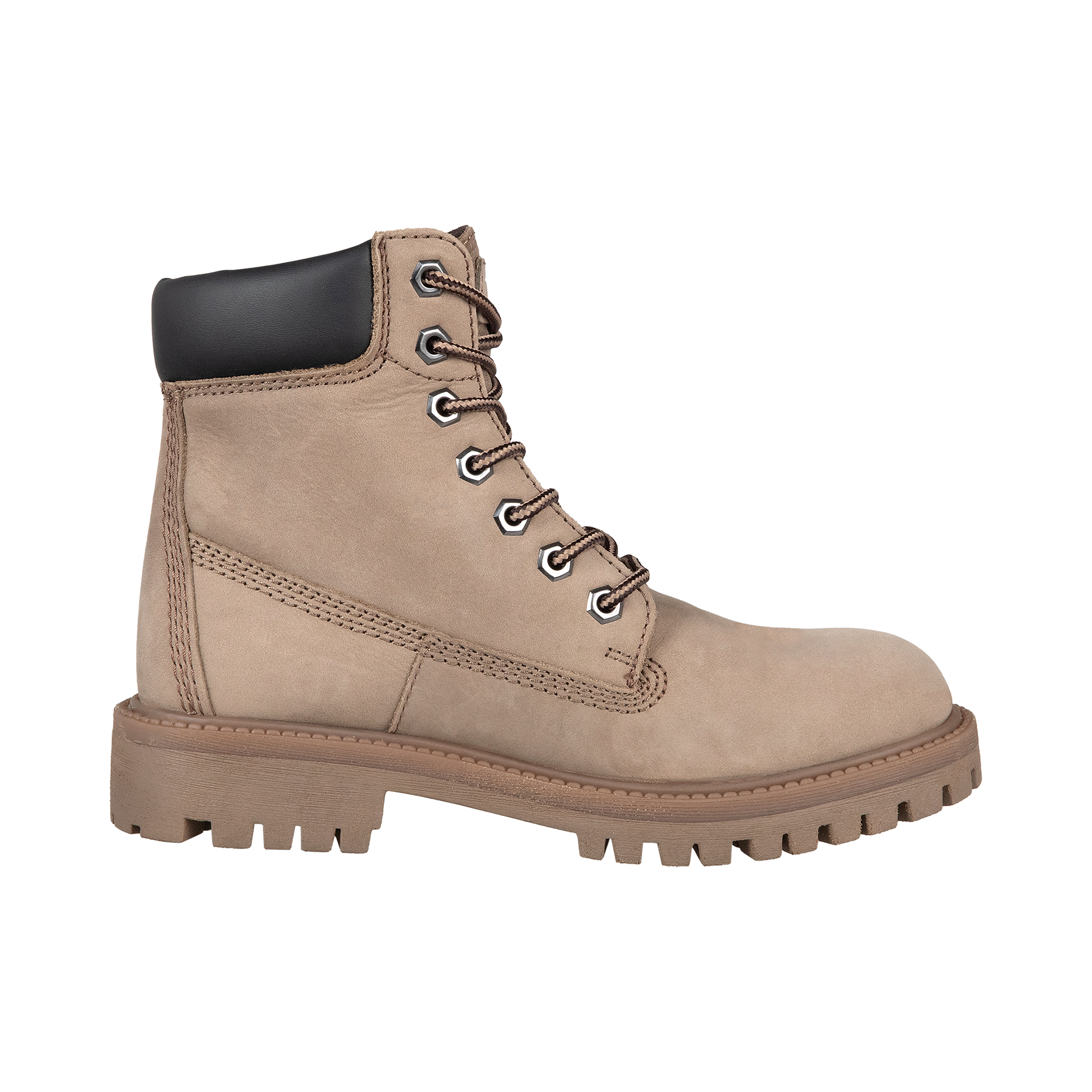 Leder Schnürstiefel taupe