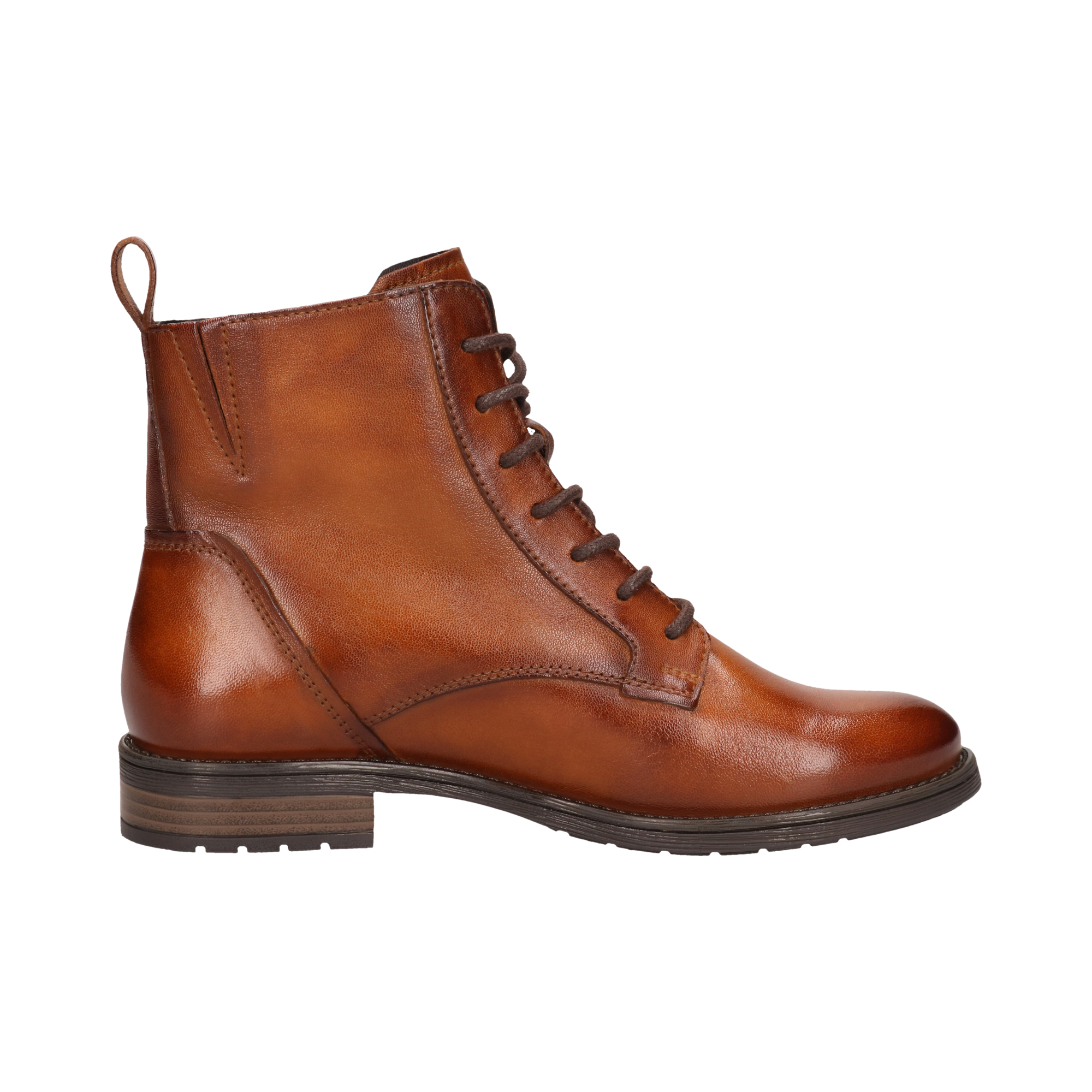 Leder Schnürstiefel cognac