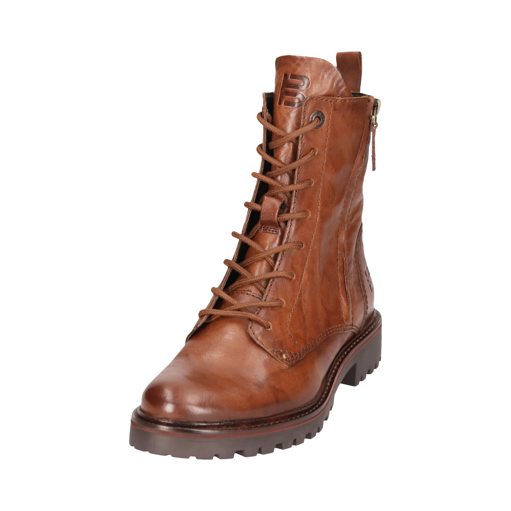 Leder Schnürstiefel cognac