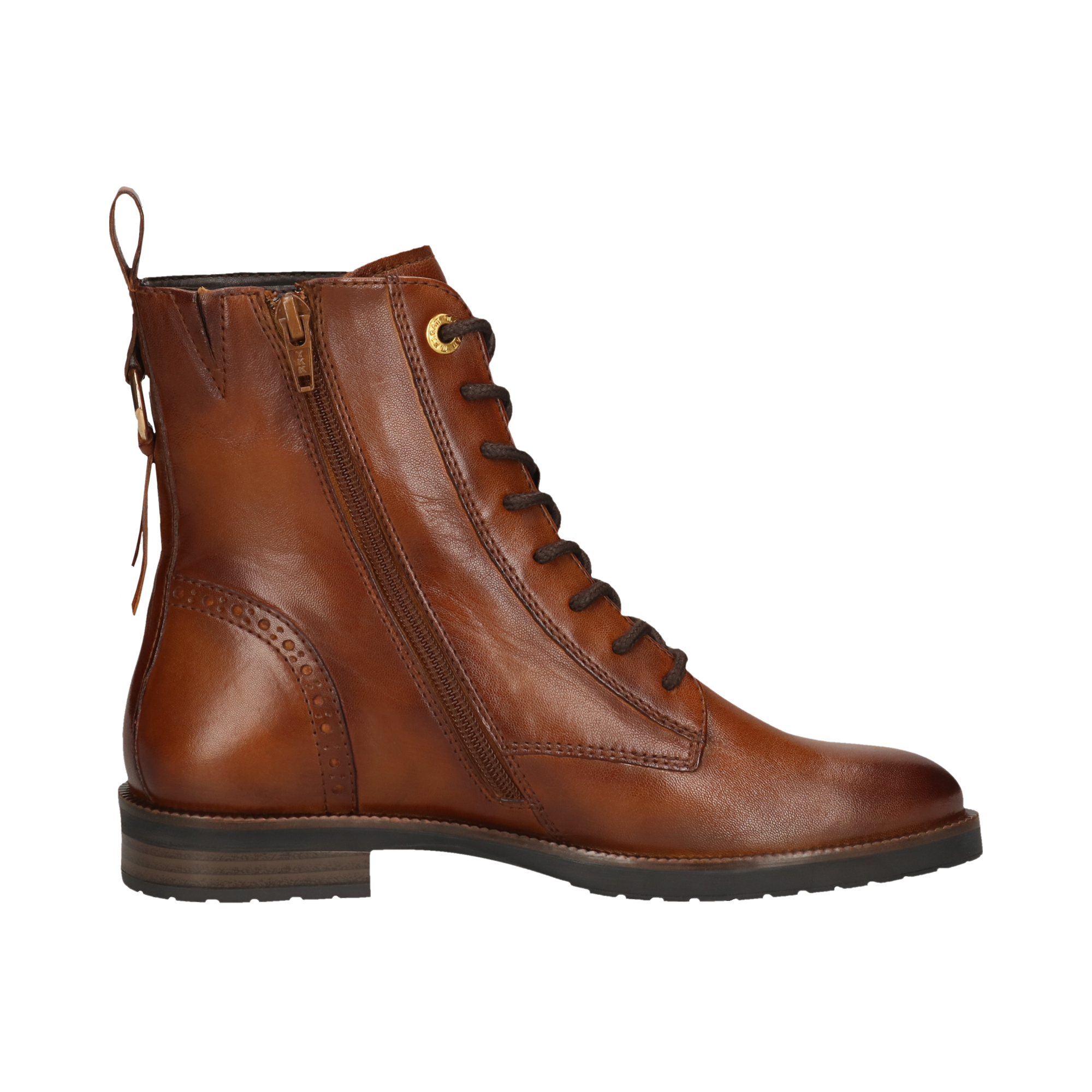 Leather Lace-up Boots cognac