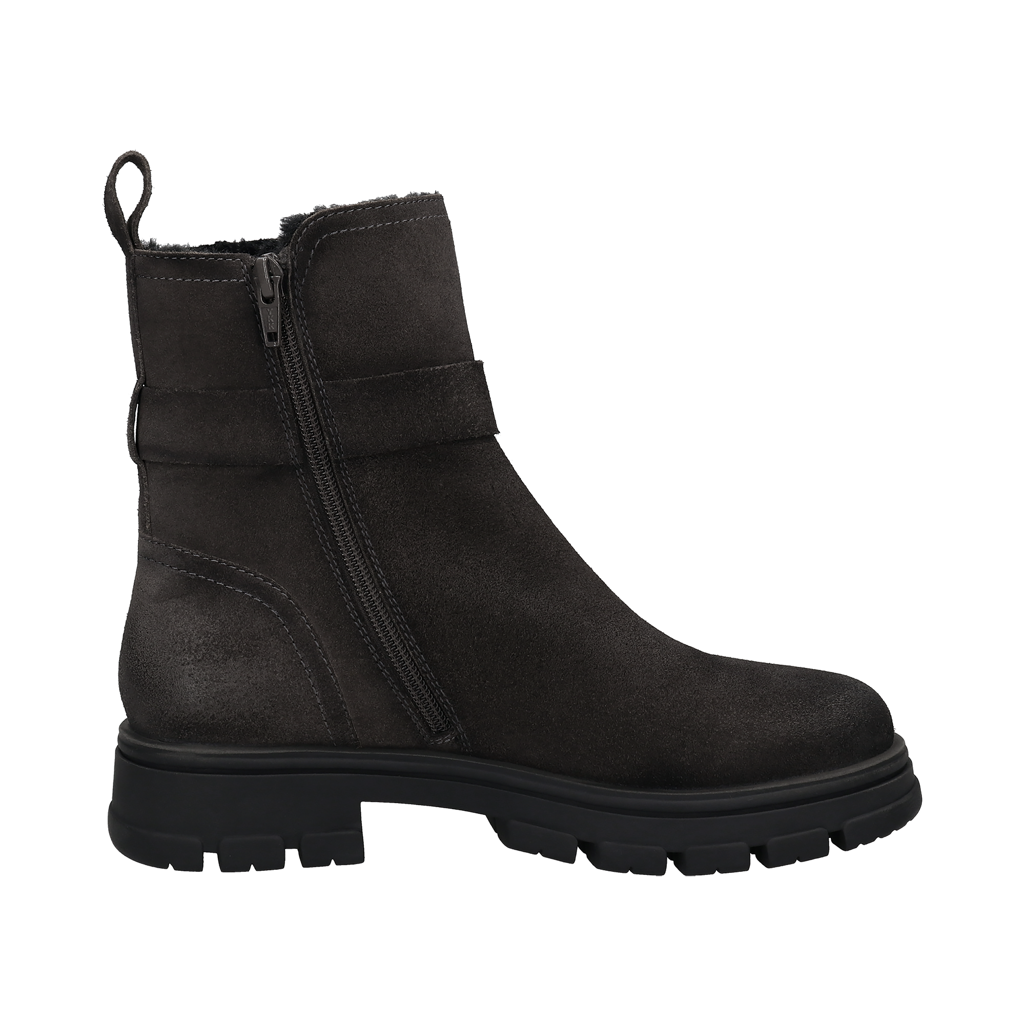 Leder Stiefel dunkelgrau