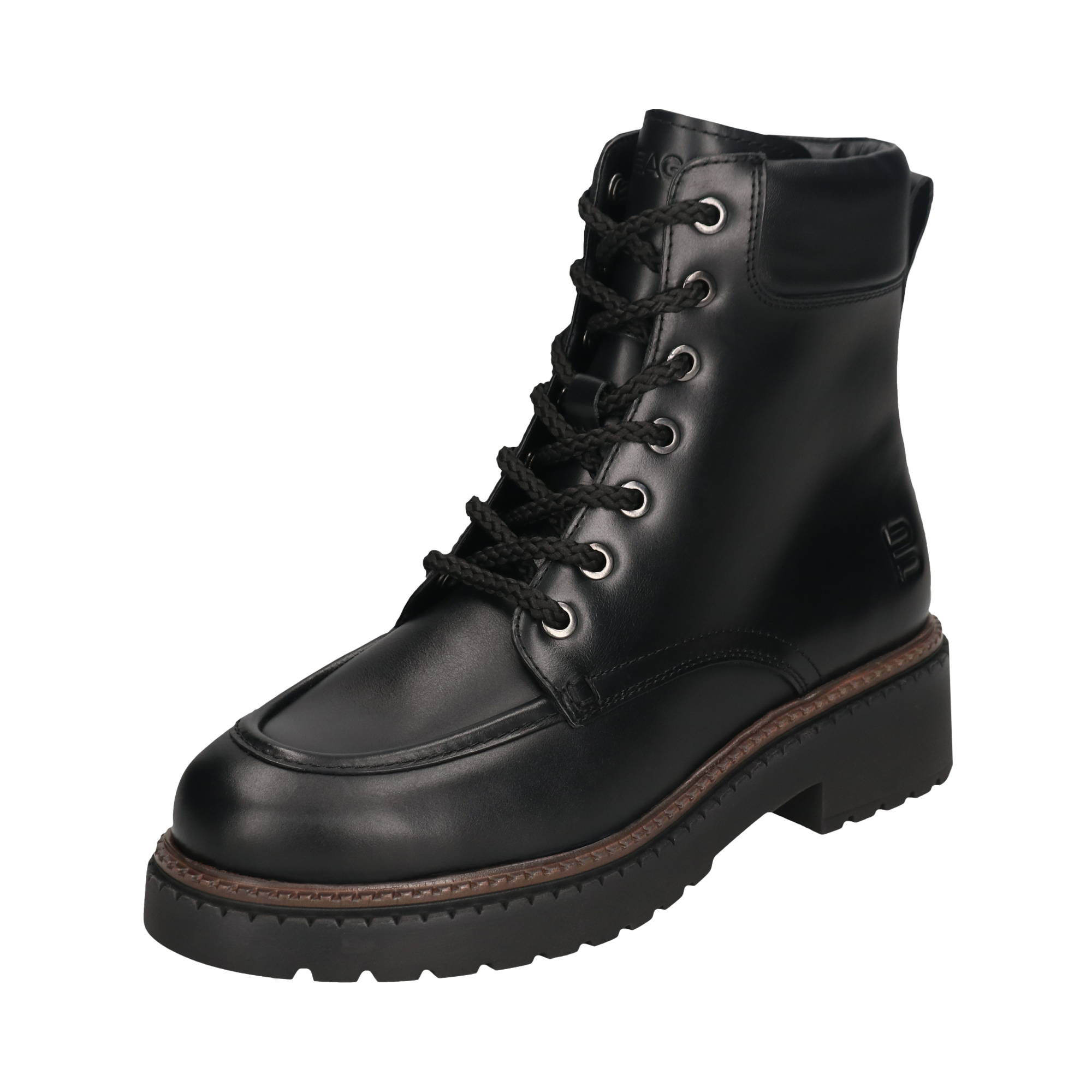Leather Lace-up Boots black