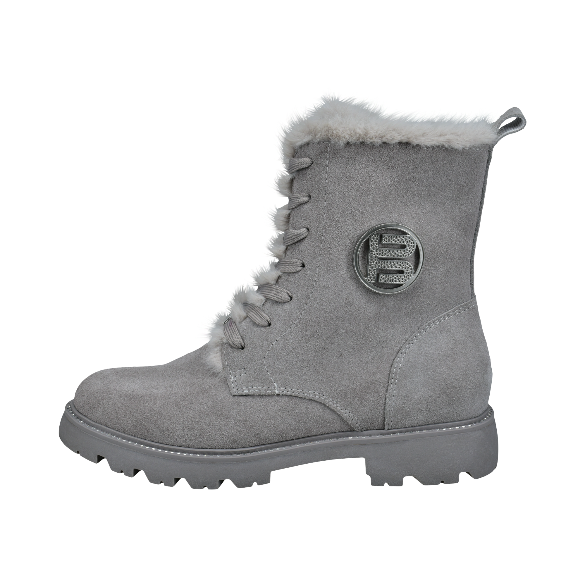 Leather Lace-up Boots grey