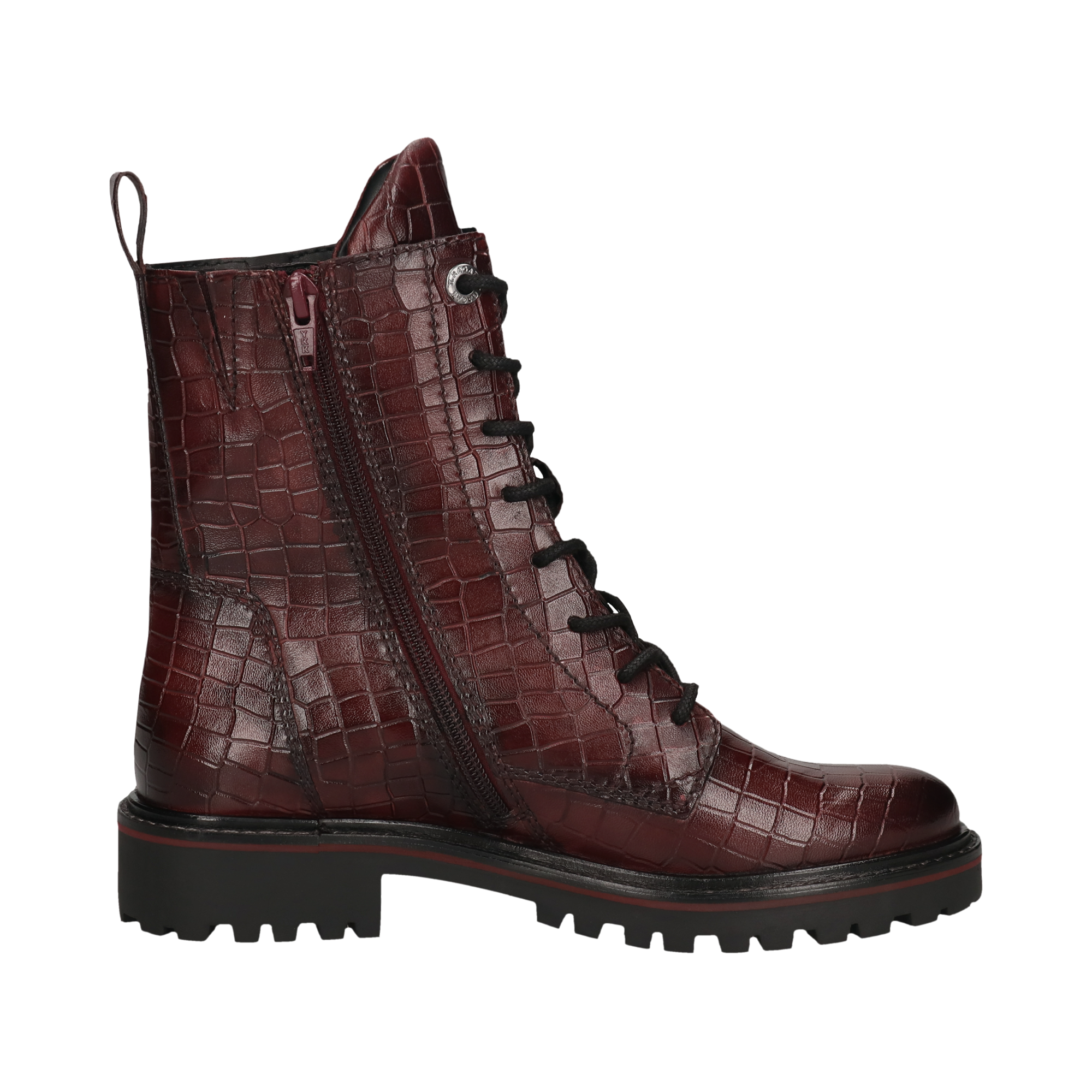 Leather Lace-up Boots bordeaux