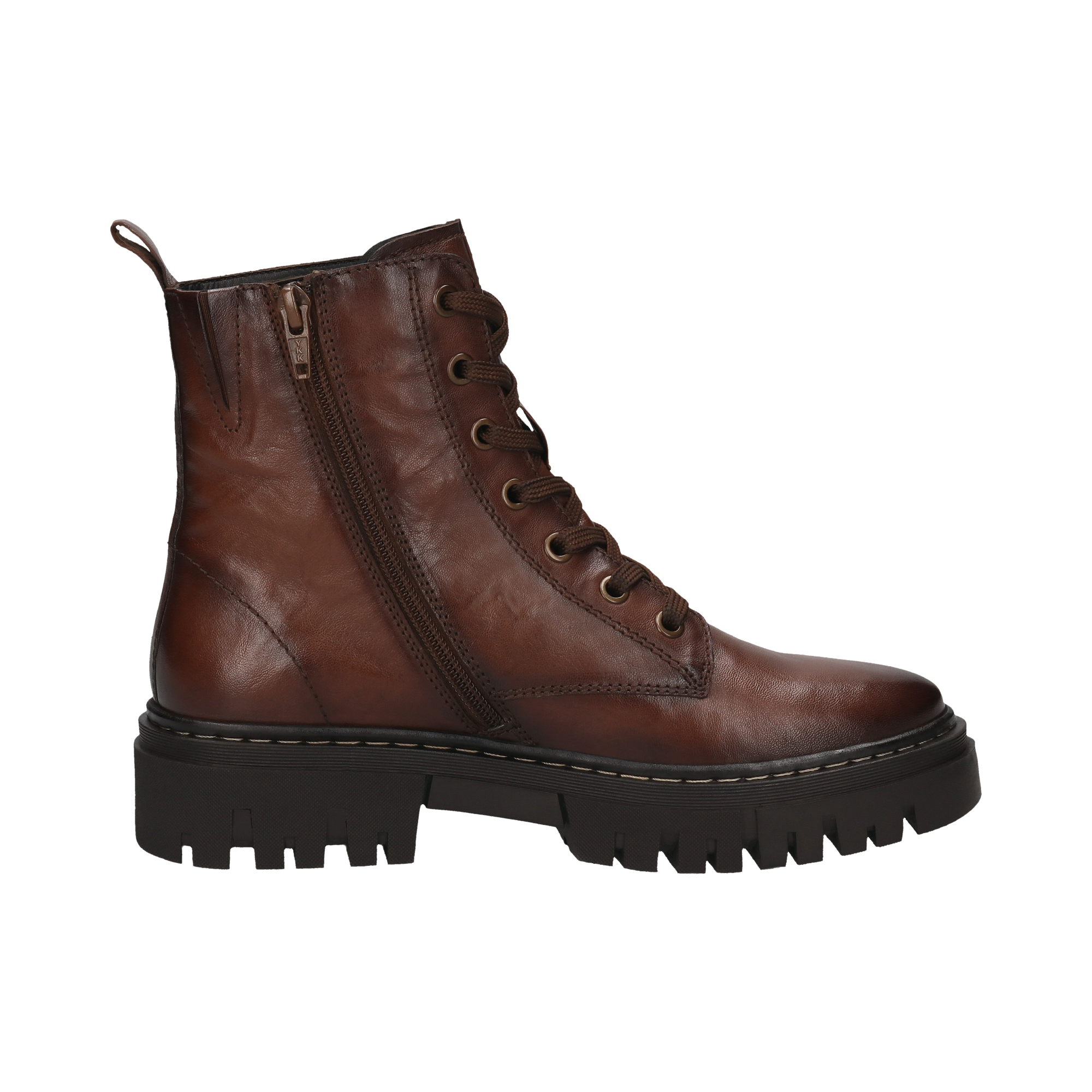 Leder Schnürstiefel cognac