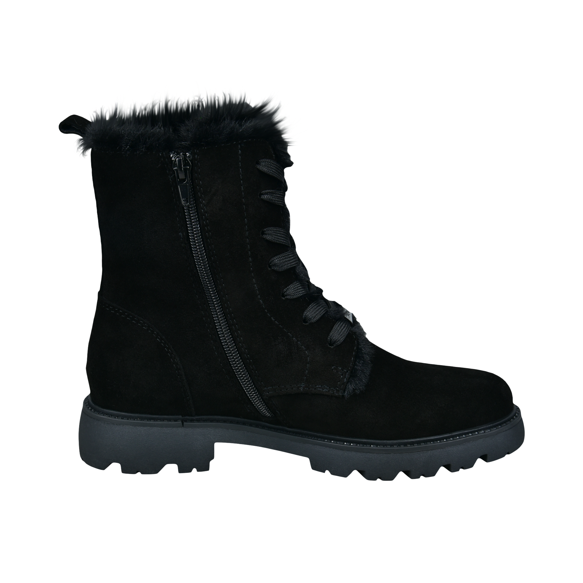Leather Lace-up Boots black