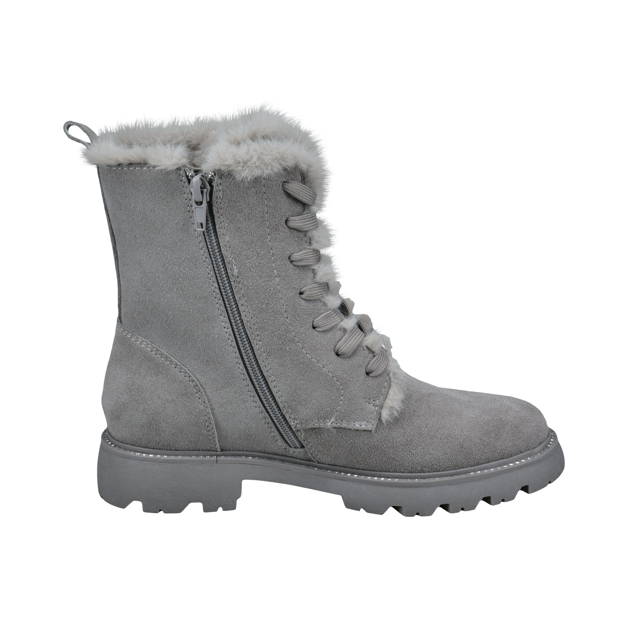 Leather Lace-up Boots grey