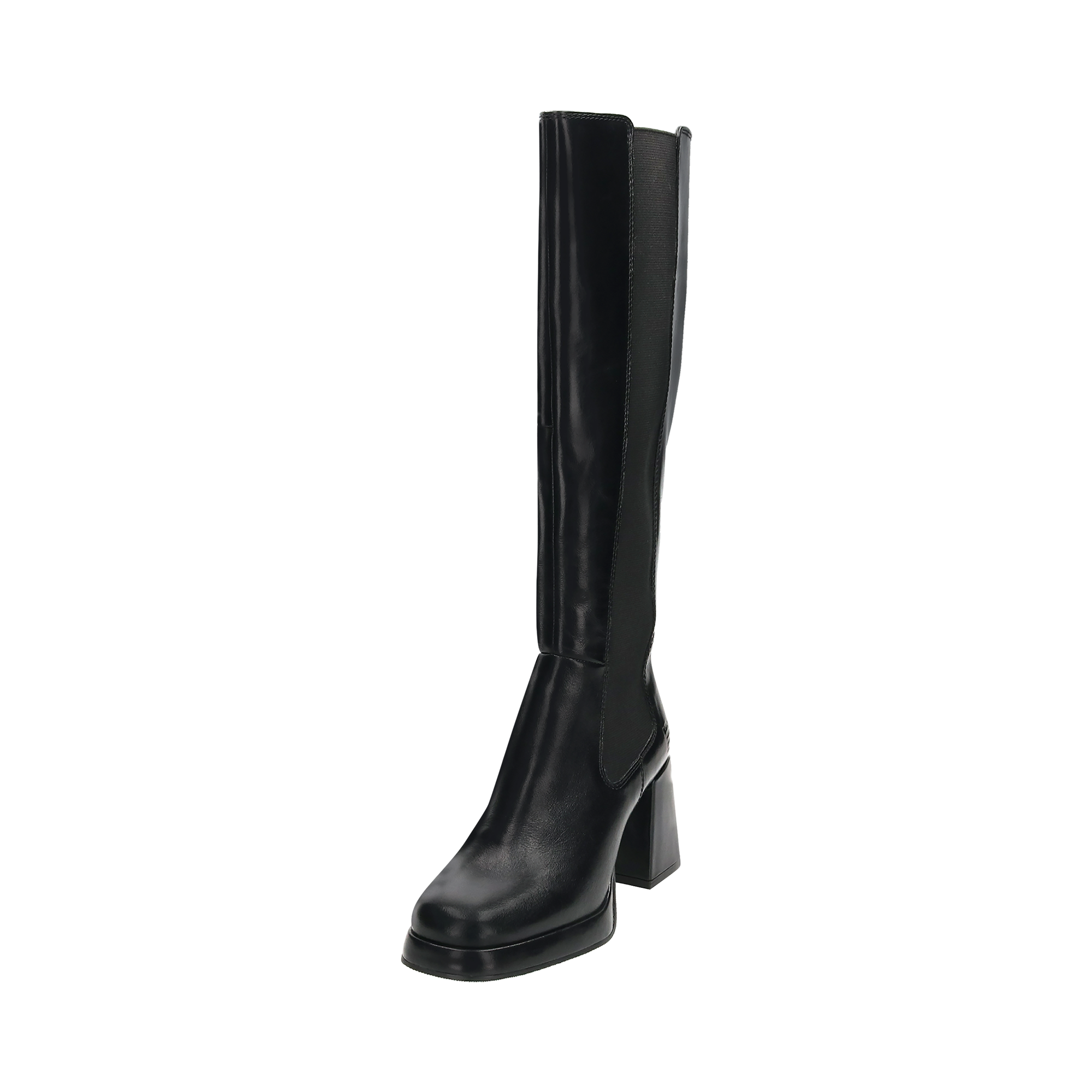 Leder Langschaftstiefel schwarz