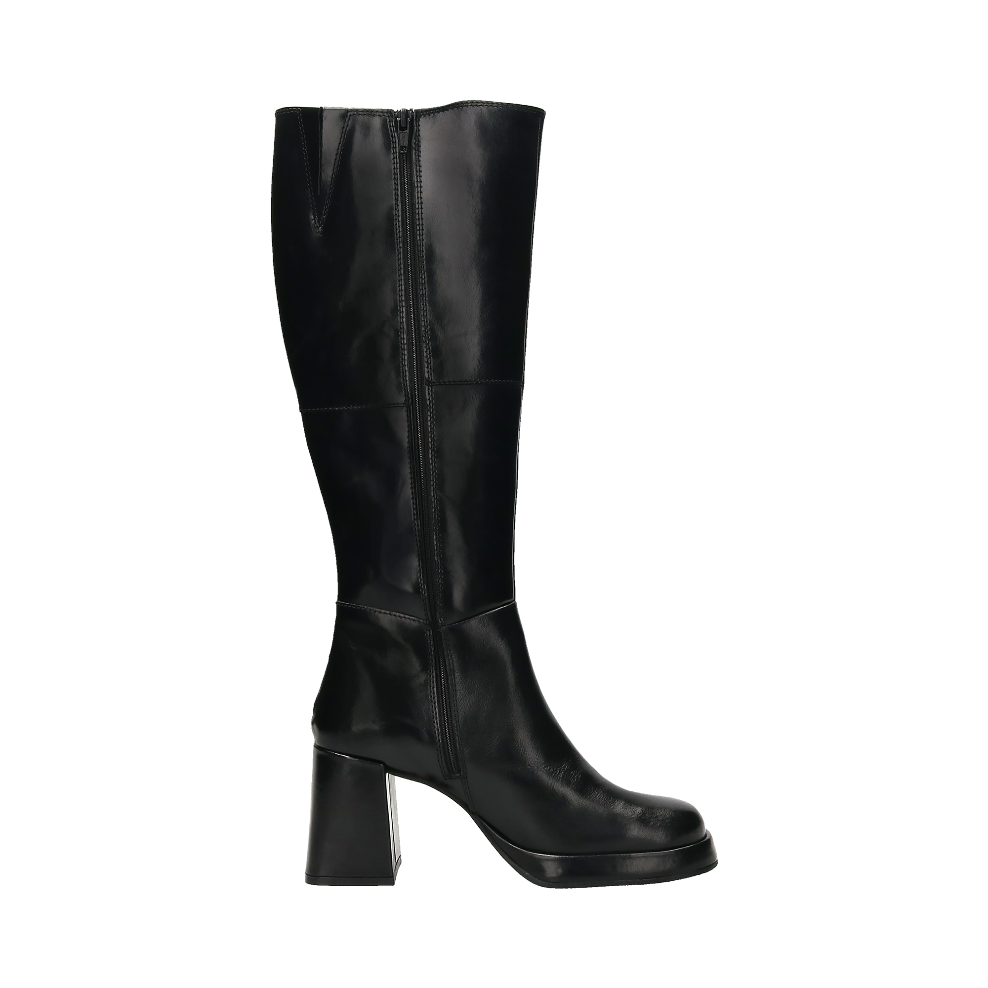 Leder Langschaftstiefel schwarz
