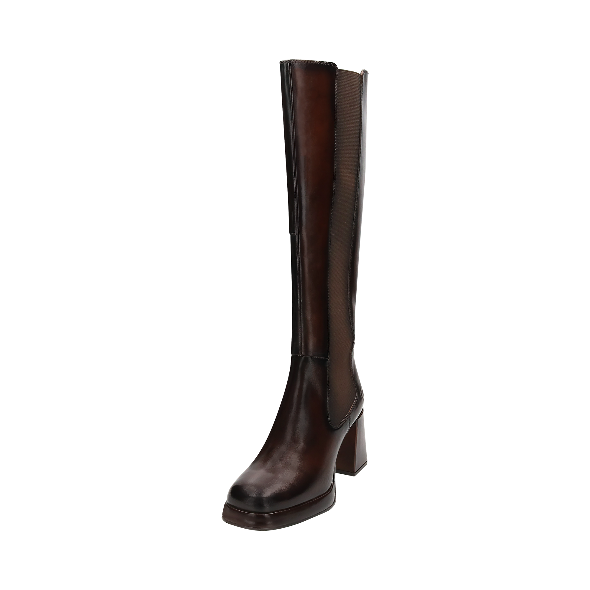 Cuir Bottes hautes marron foncé