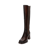 Cuir Bottes hautes marron foncé