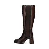 Cuir Bottes hautes marron foncé