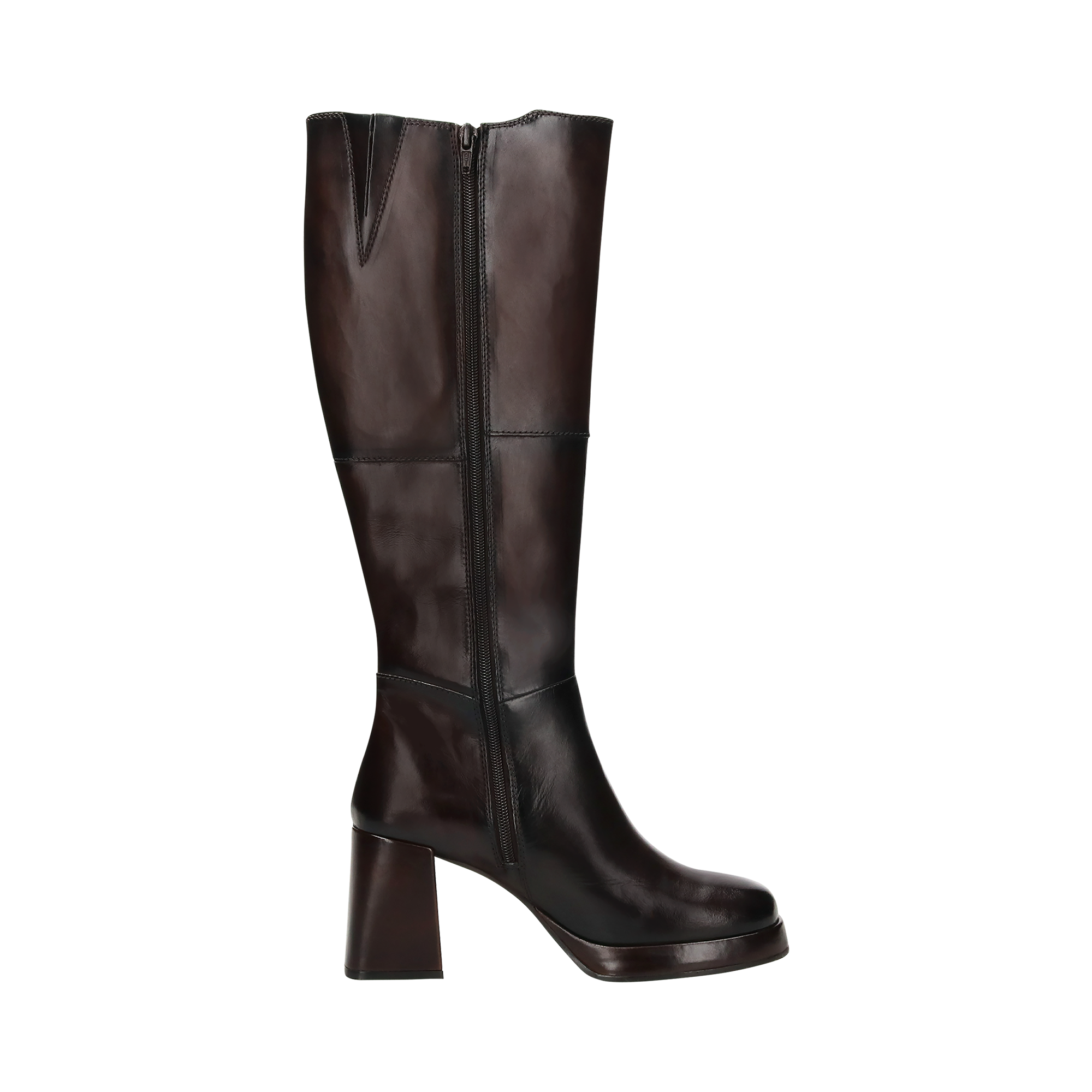 Cuir Bottes hautes marron foncé