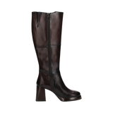 Cuir Bottes hautes marron foncé