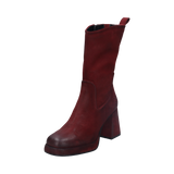 Leather Ankle Boots dark red